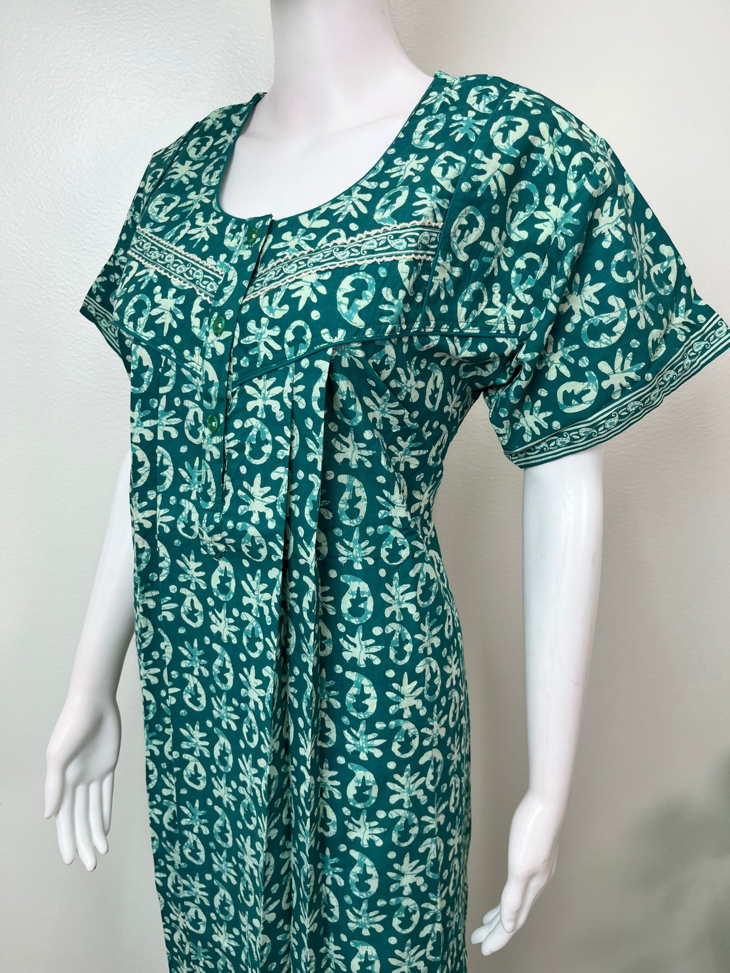 Sea Green Pure Cotton Women's Nighty