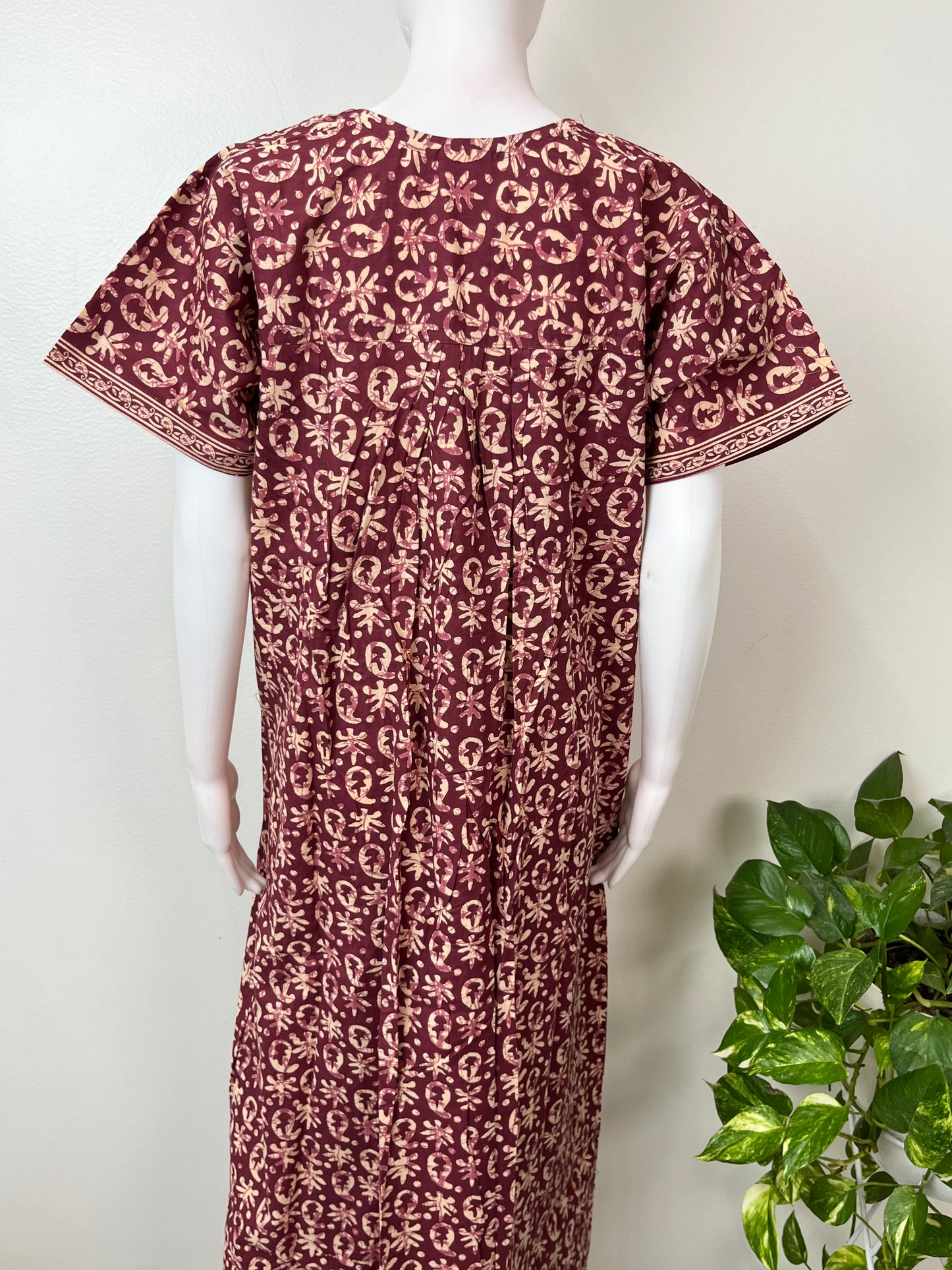 Maroon Pure Cotton Nighty Elegant & Breathable