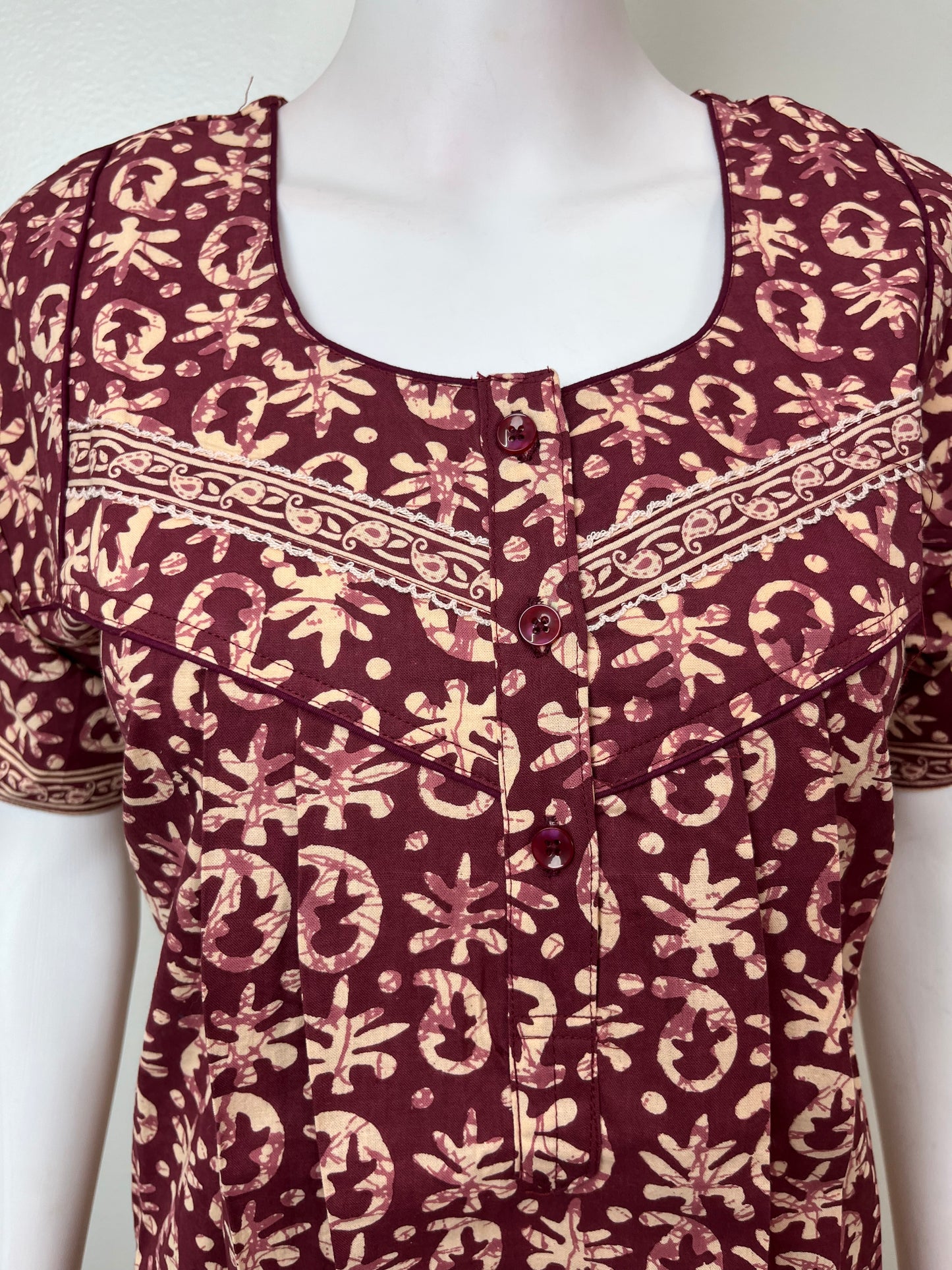 Maroon Pure Cotton Nighty Elegant & Breathable