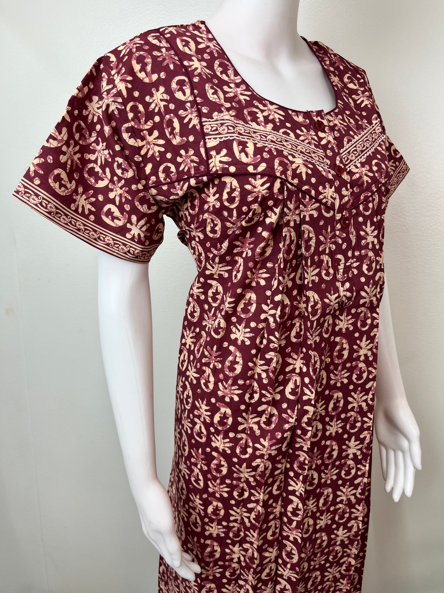 Maroon Pure Cotton Nighty Elegant & Breathable