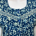 Blue Pleated Style Pure Cotton Nighty