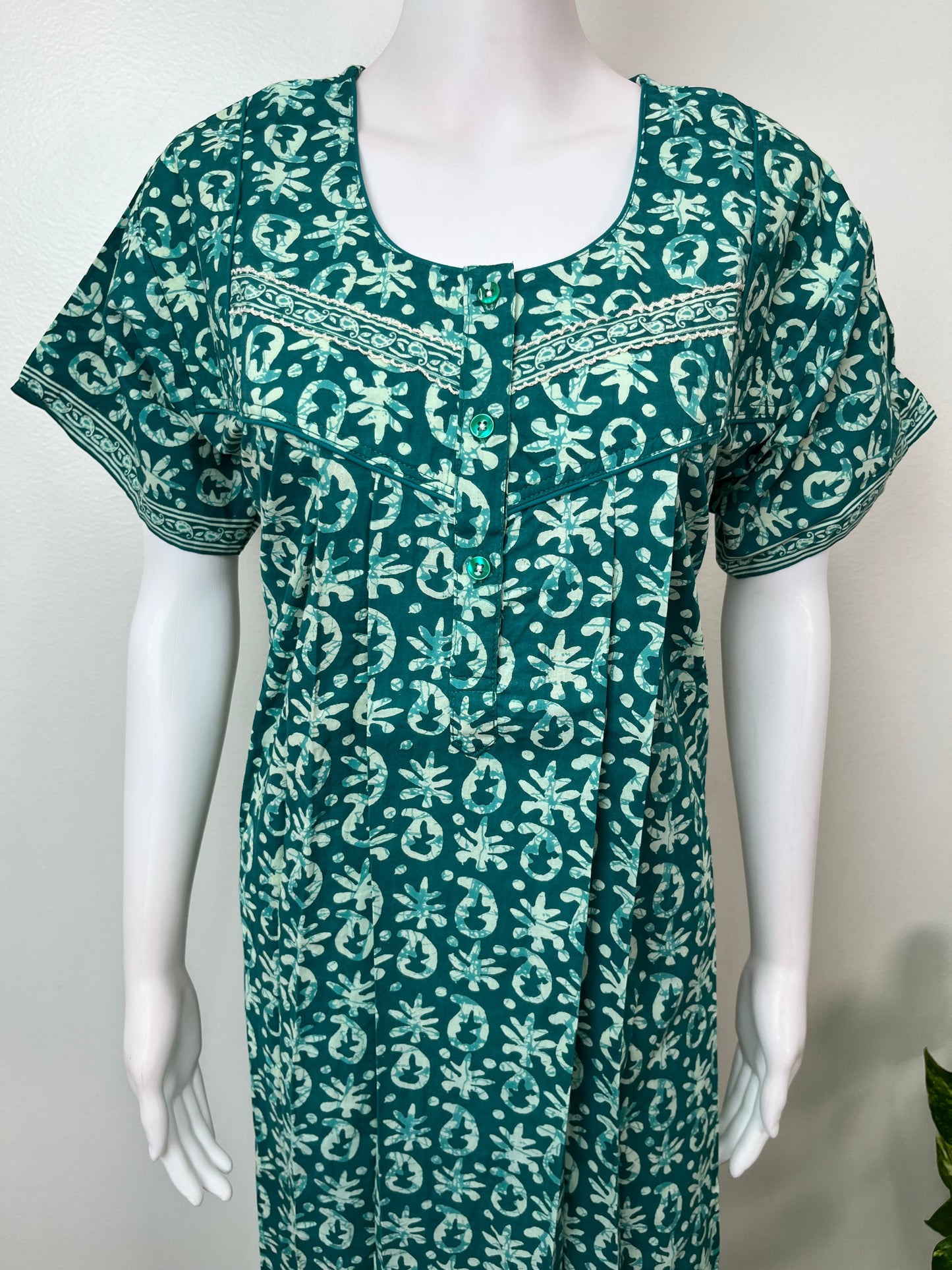Sea Green Pure Cotton Women's Nighty