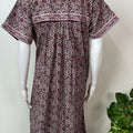 Wine Pleated Style Pure Cotton Nightgown