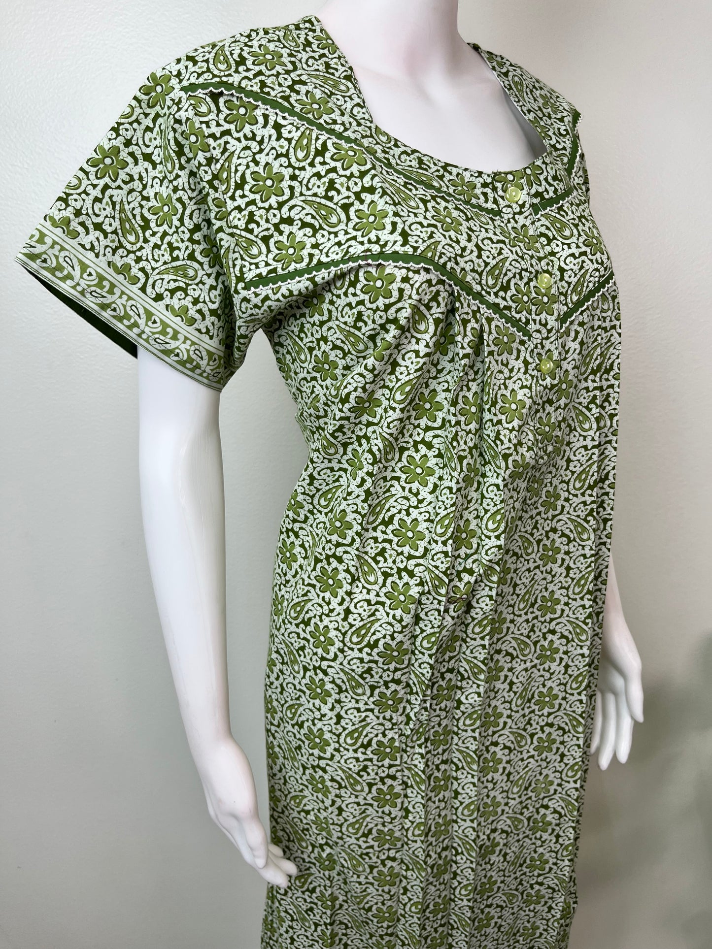 Green Jaipuri Print 100% Cotton Nighty