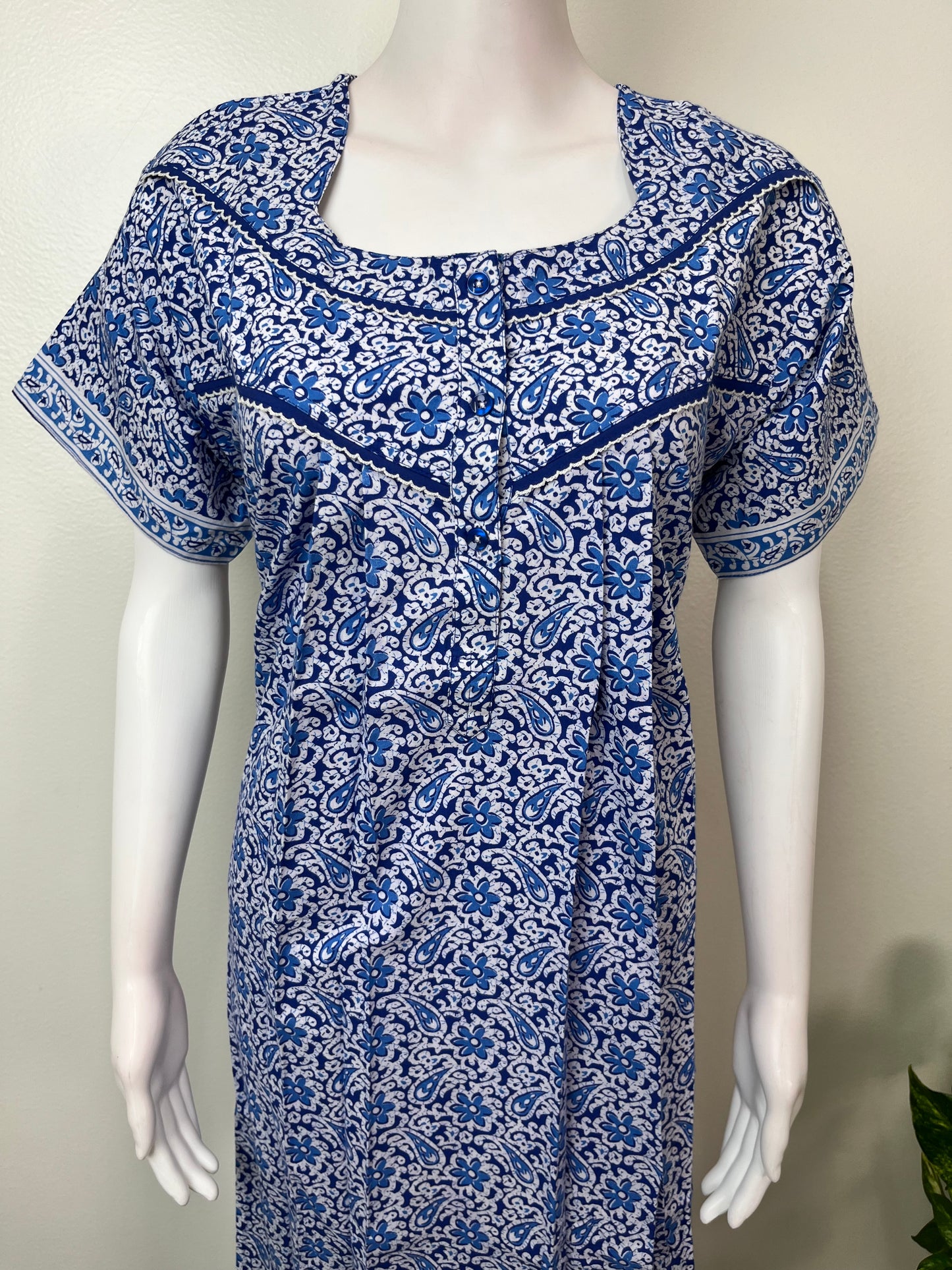 Royal Blue 100% Cotton Nightgown for Women