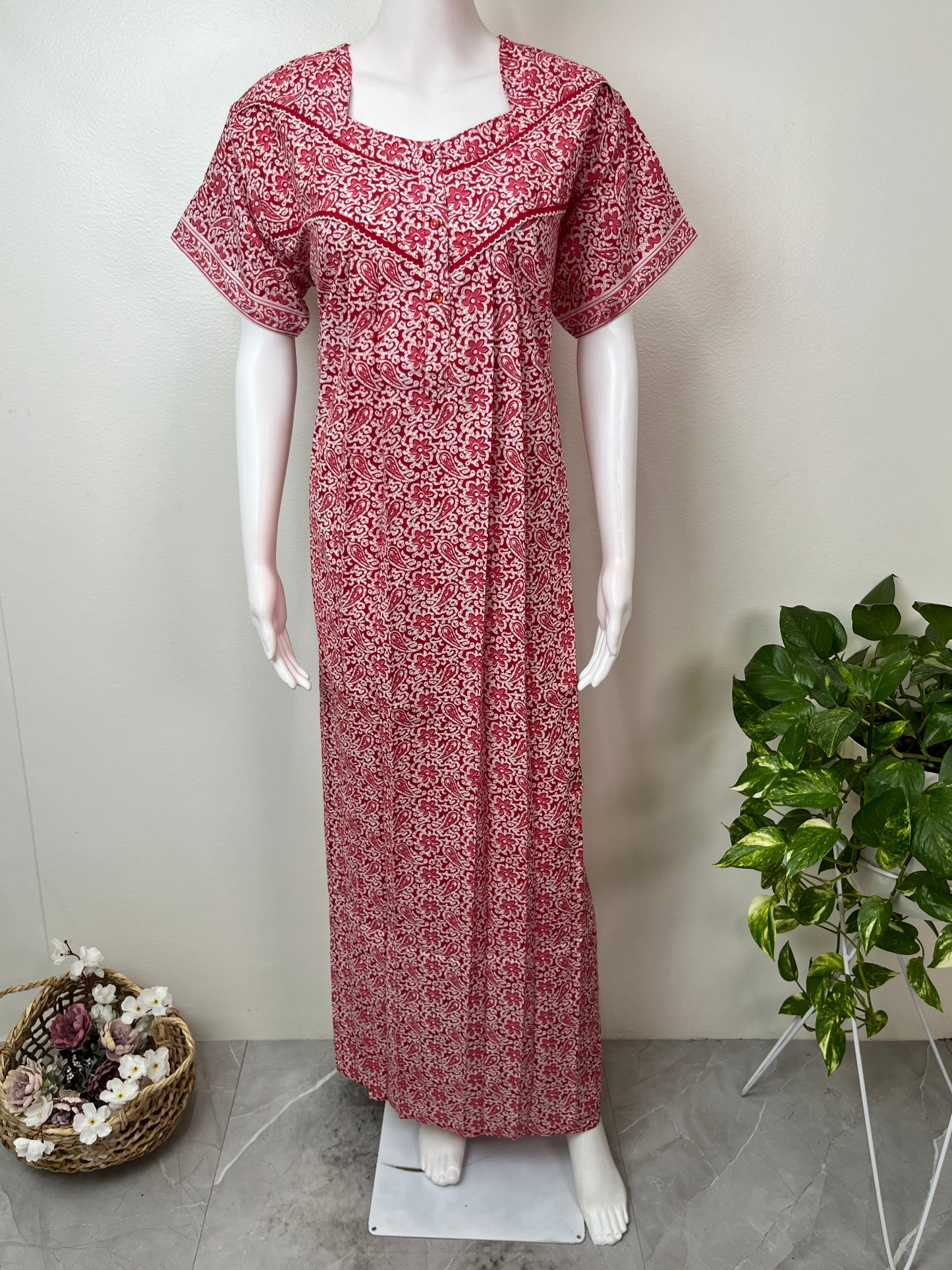 Red Pure Cotton Nighty Soft & Breathable