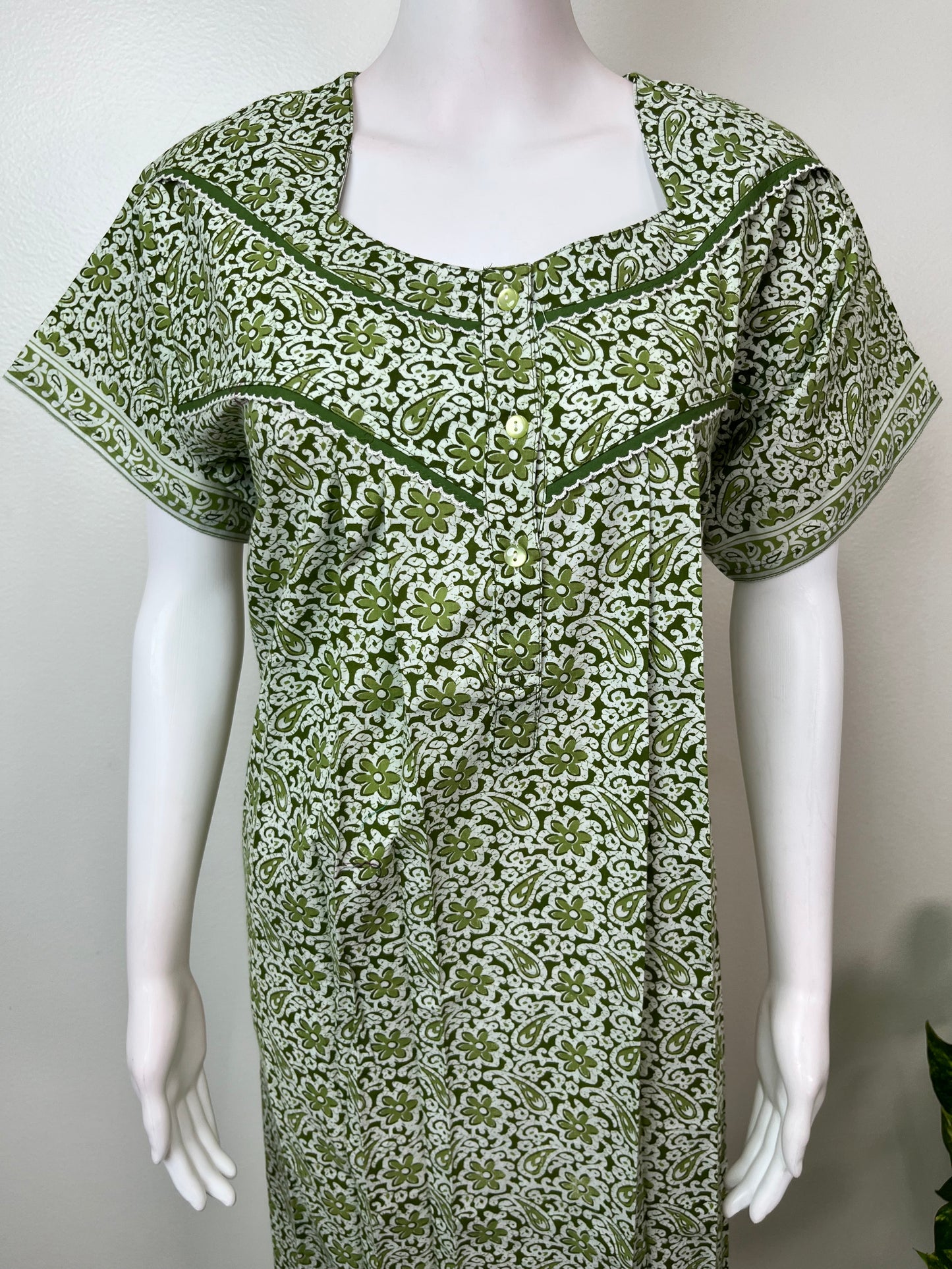 Green Jaipuri Print 100% Cotton Nighty