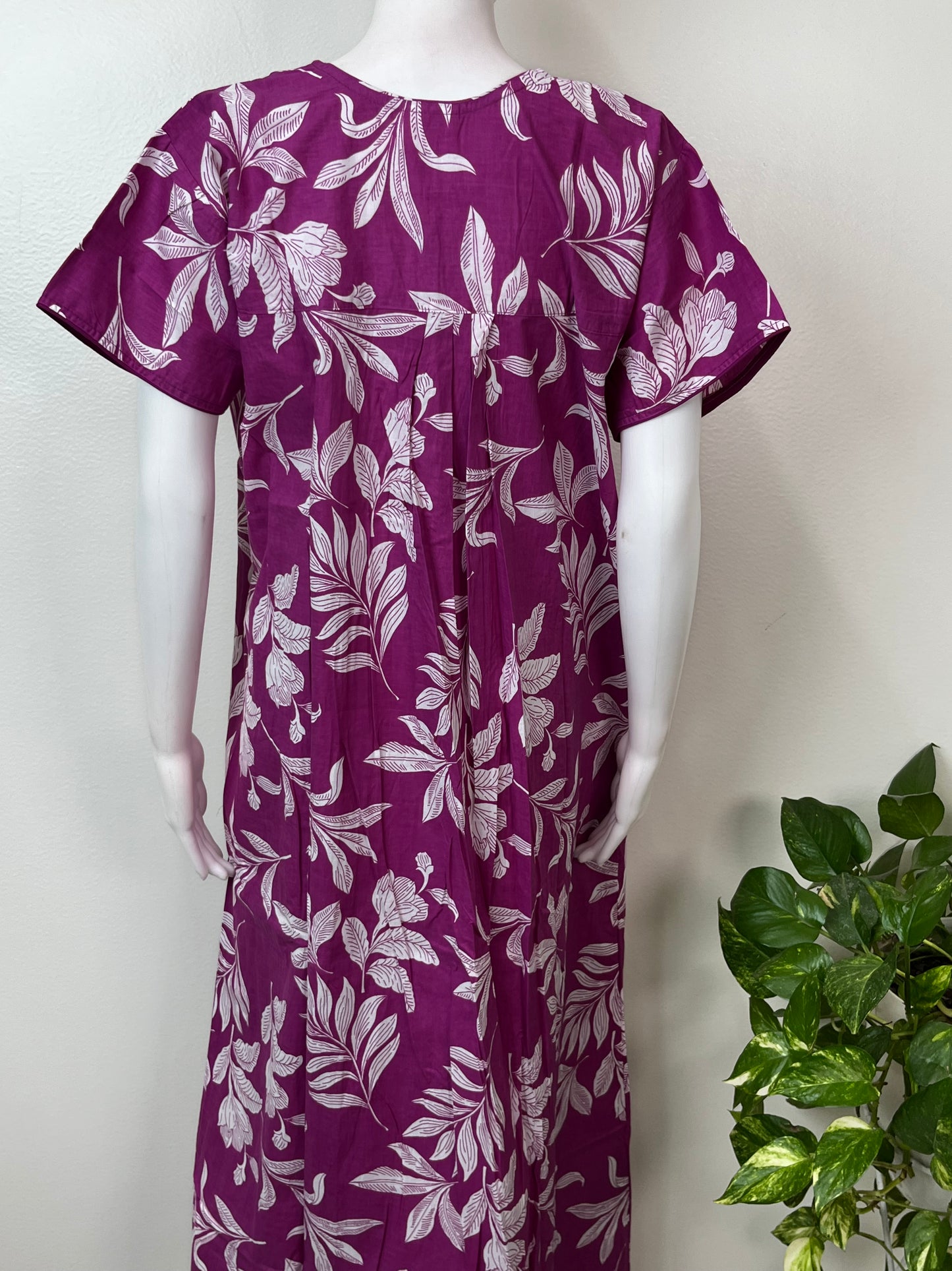 Purple Floral Printed 100% Cotton Nighty