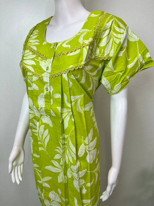 Lime Green 100% Cotton Nighty for Women
