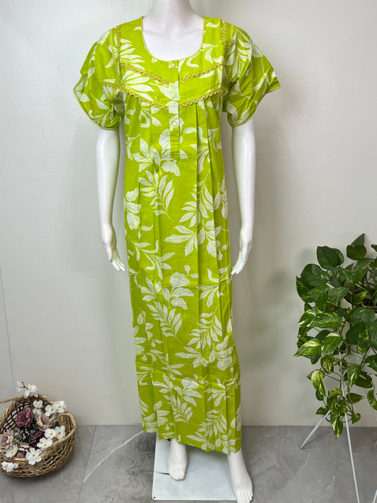 Lime Green 100% Cotton Nighty for Women