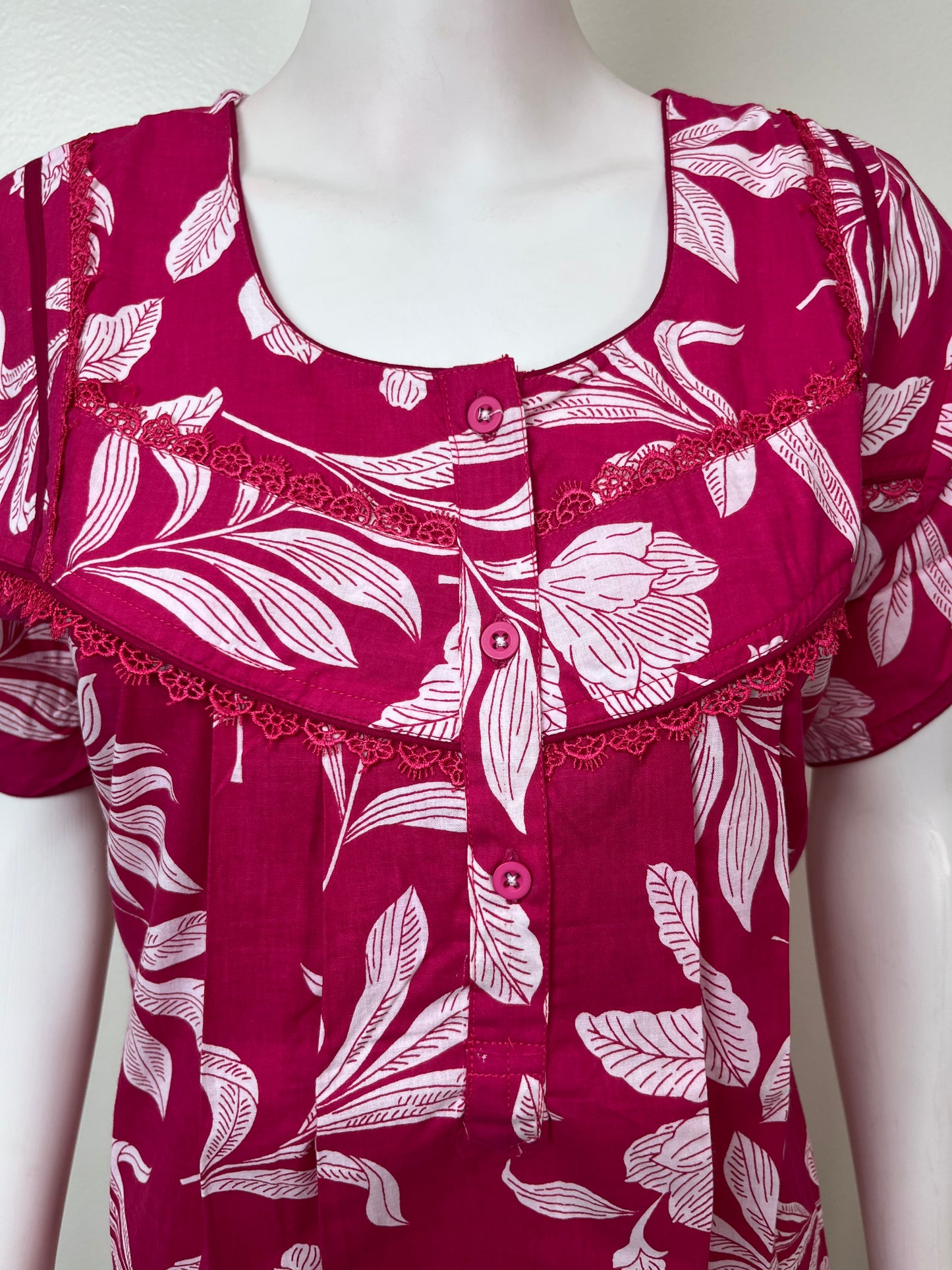 Hot Pink Pure Cotton Nightgown Soft & Comfortable