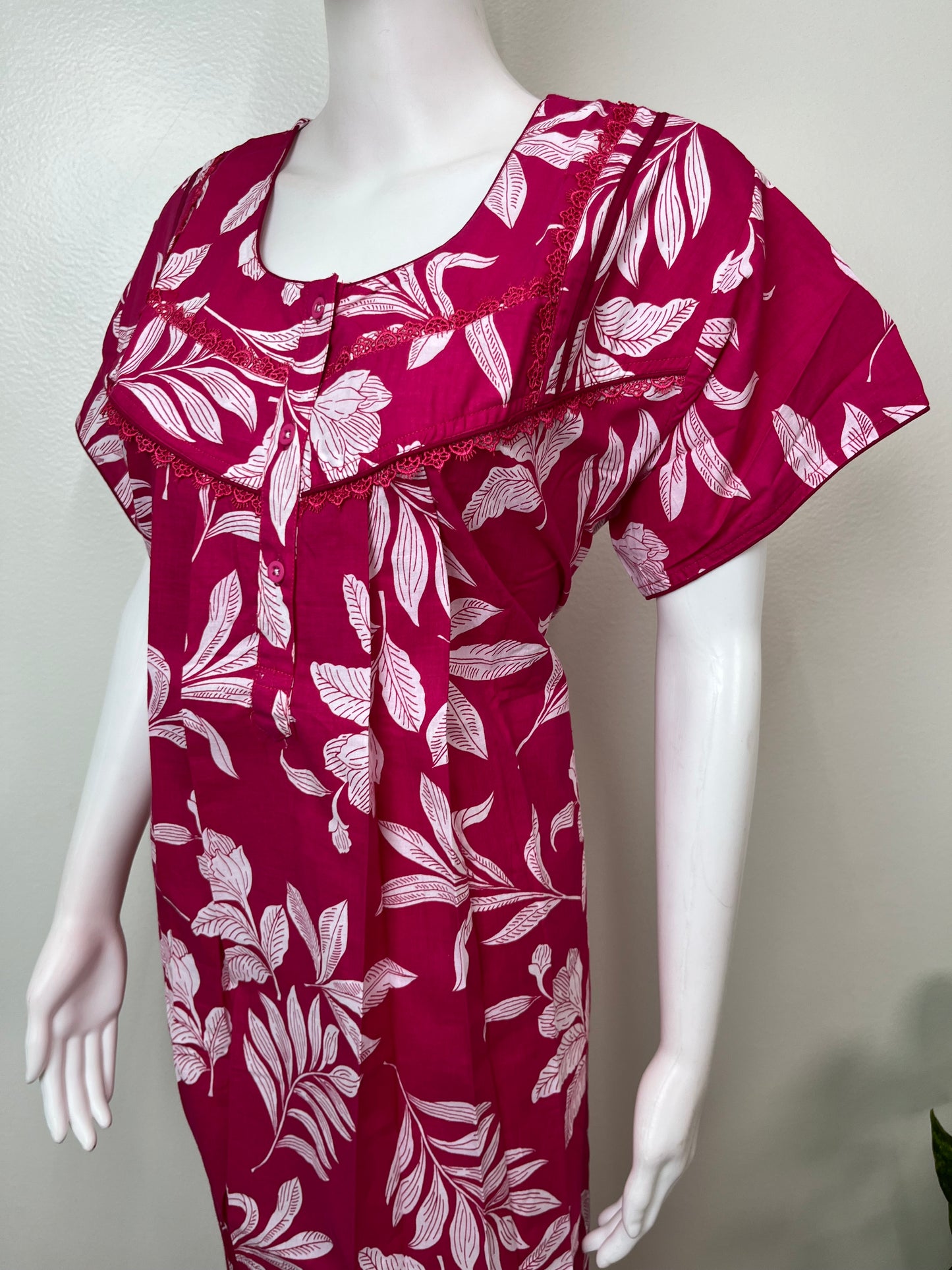 Hot Pink Pure Cotton Nightgown Soft & Comfortable