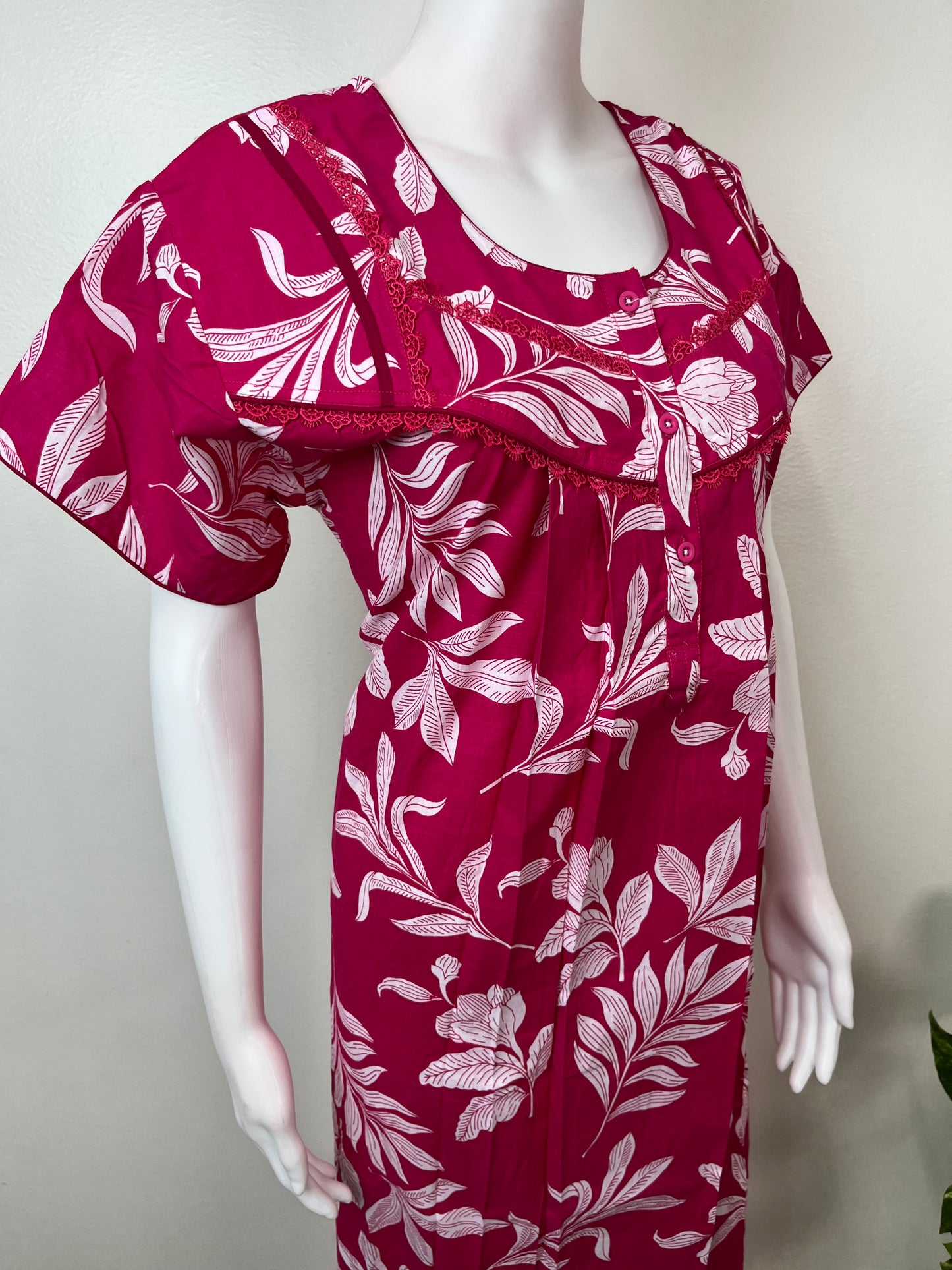 Hot Pink Pure Cotton Nightgown Soft & Comfortable