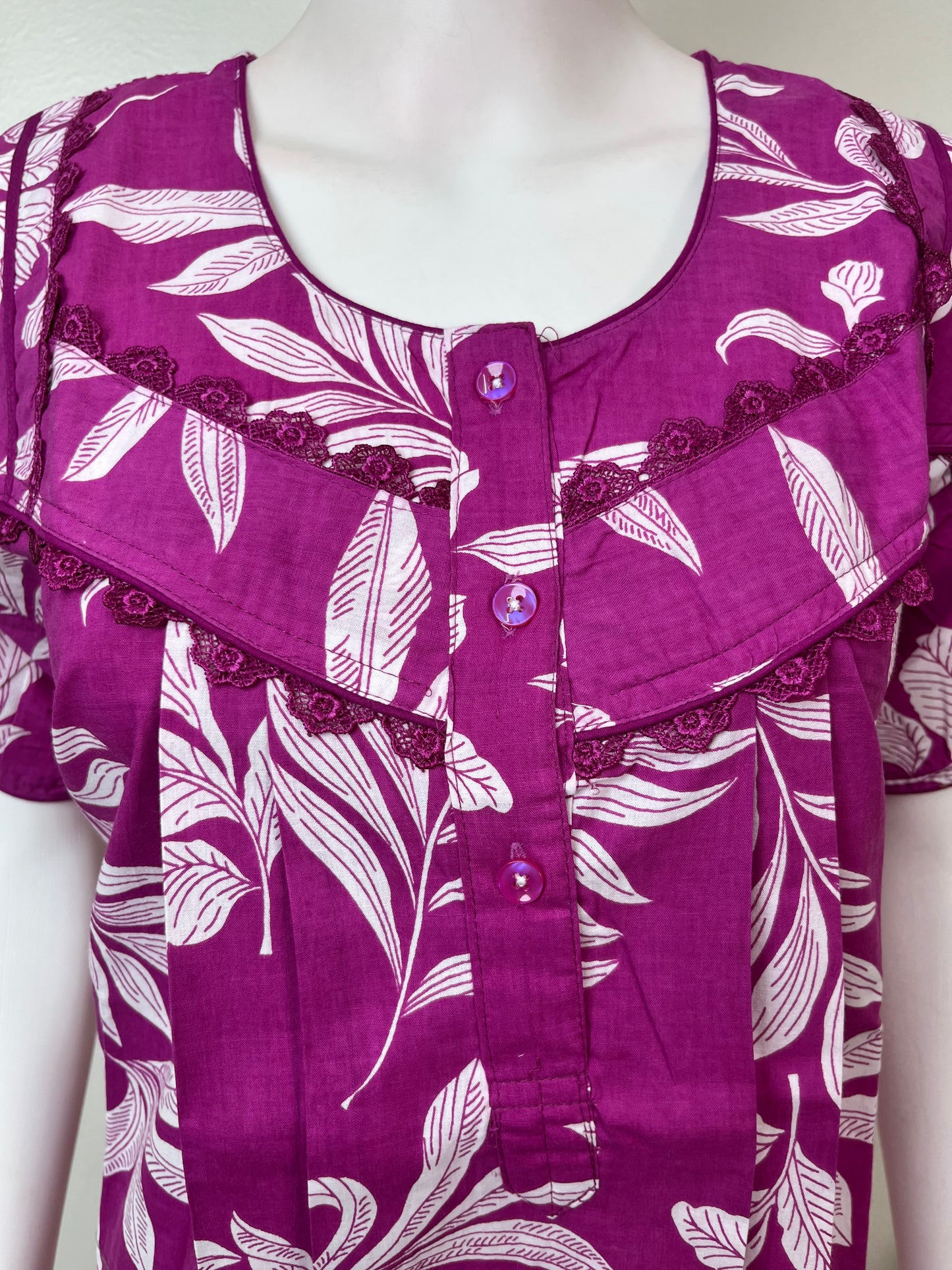 Purple Floral Printed 100% Cotton Nighty