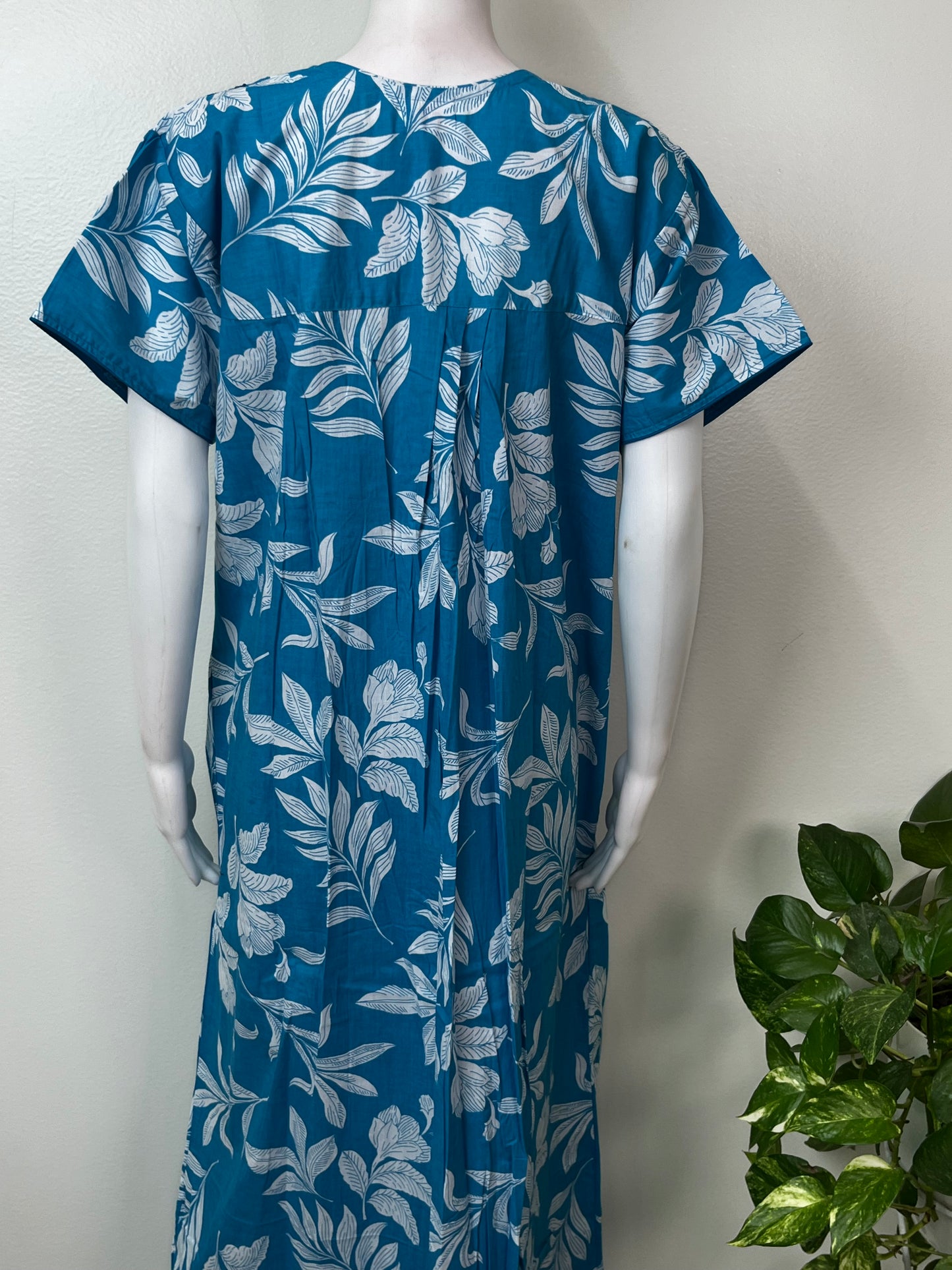Aqua Blue Pure Cotton Nightgown Elegant & Breathable
