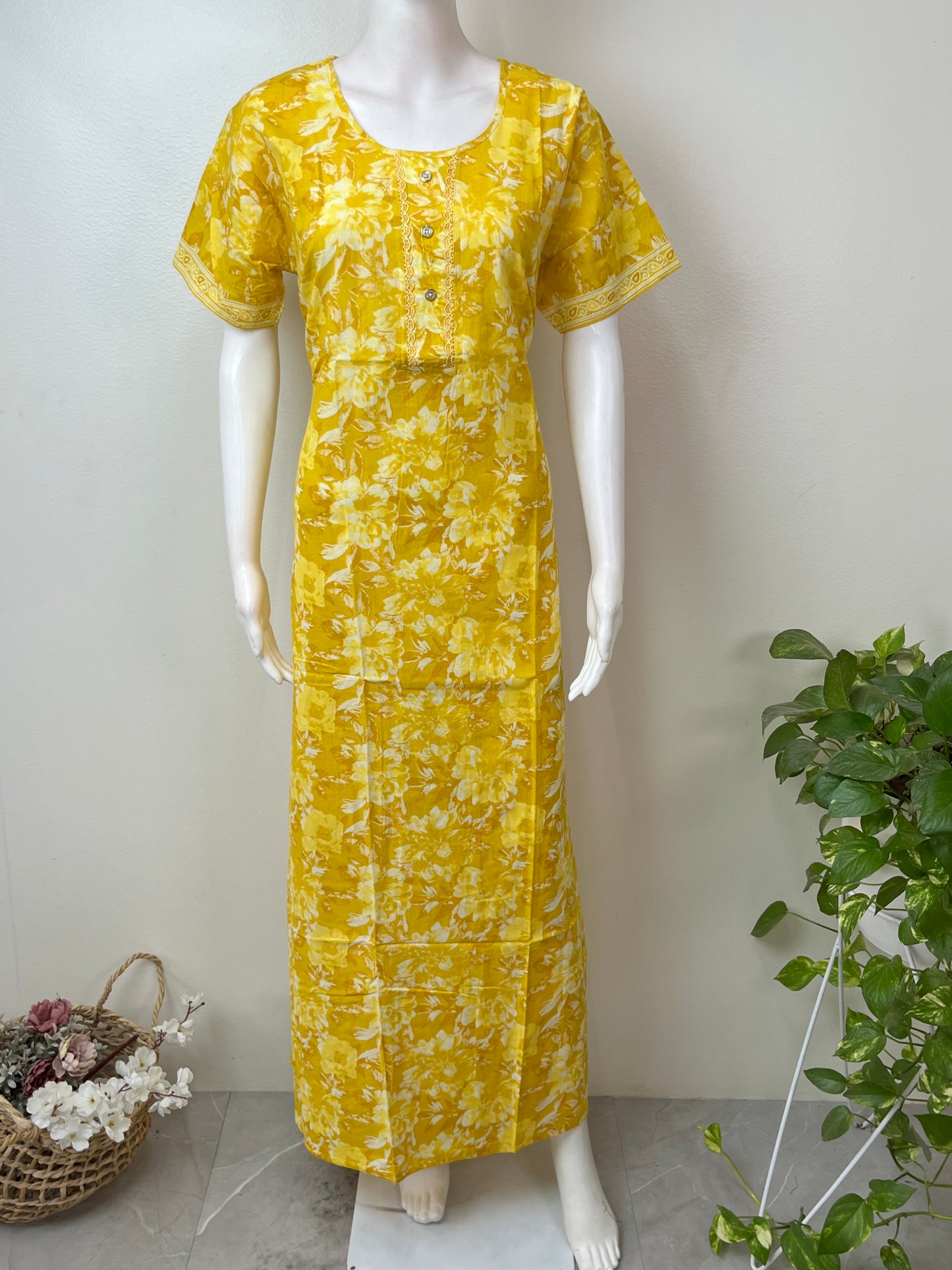 Bright Yellow Pure Cotton Nighty Soft & Breathable