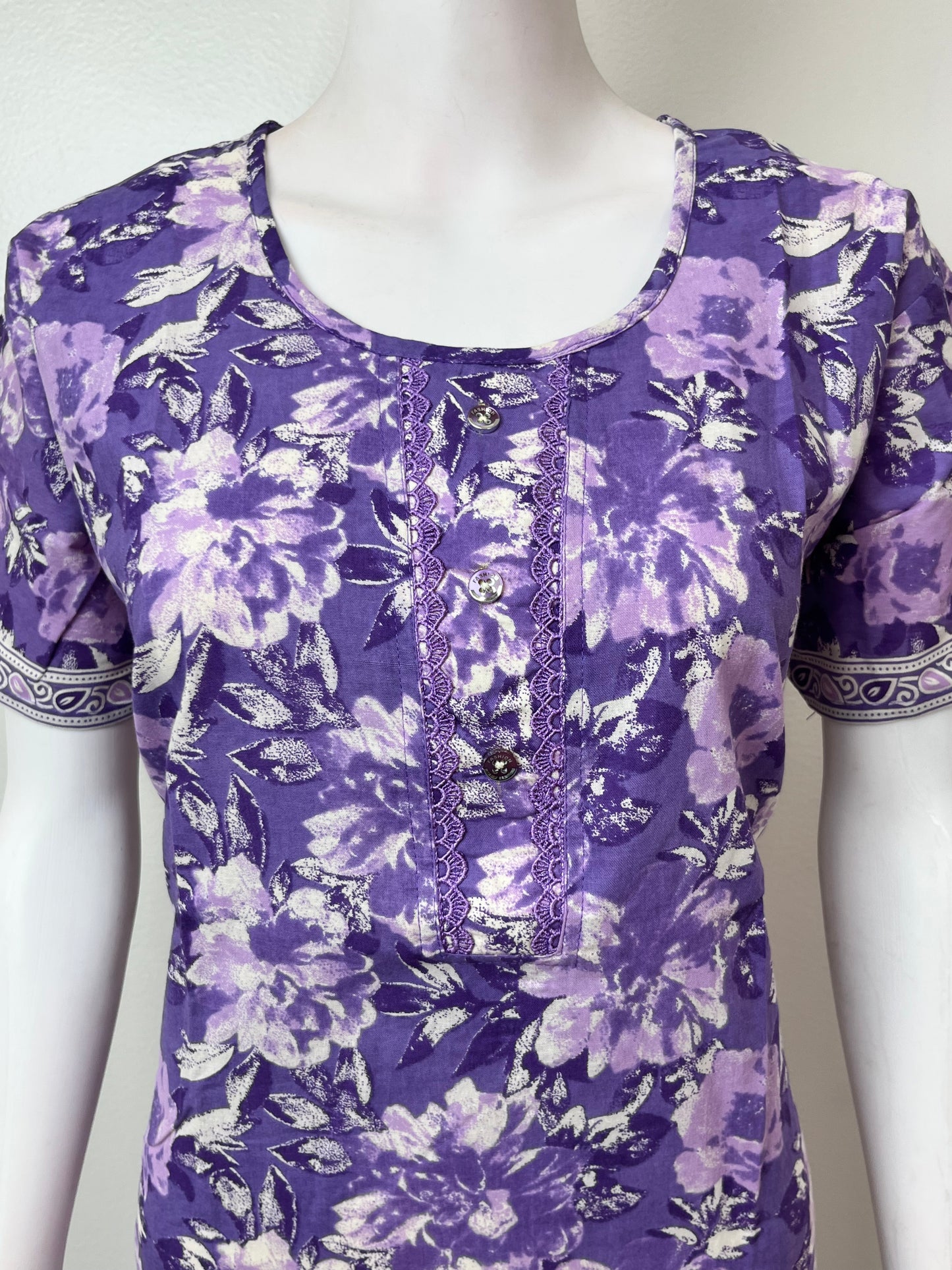 Lavender Pure Cotton Nightgown Soft & Breathable