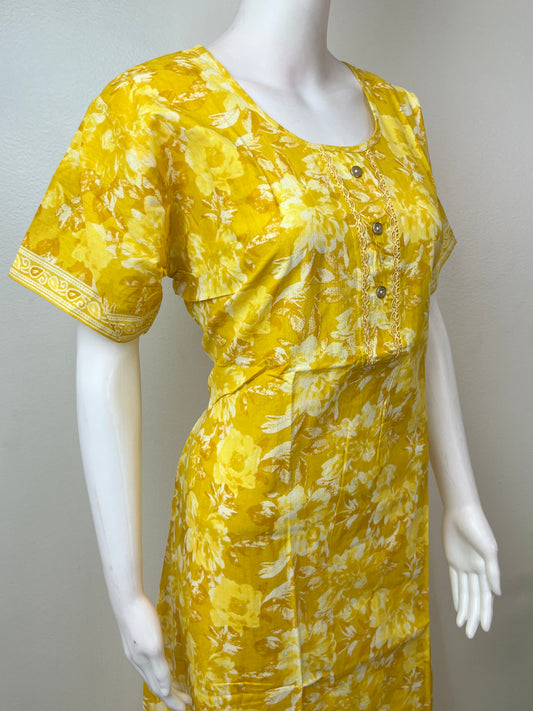 Bright Yellow Pure Cotton Nighty Soft & Breathable