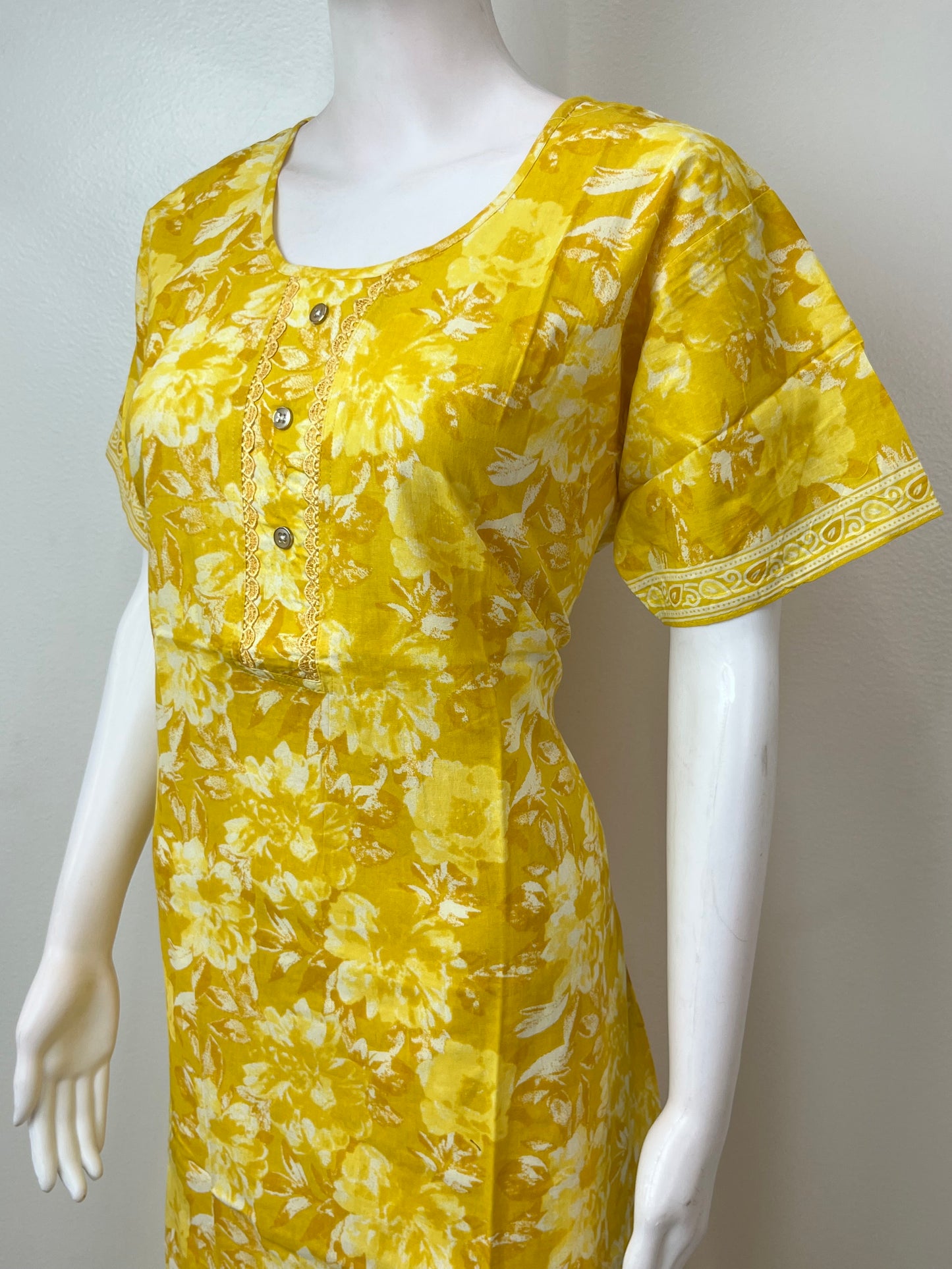 Bright Yellow Pure Cotton Nighty Soft & Breathable