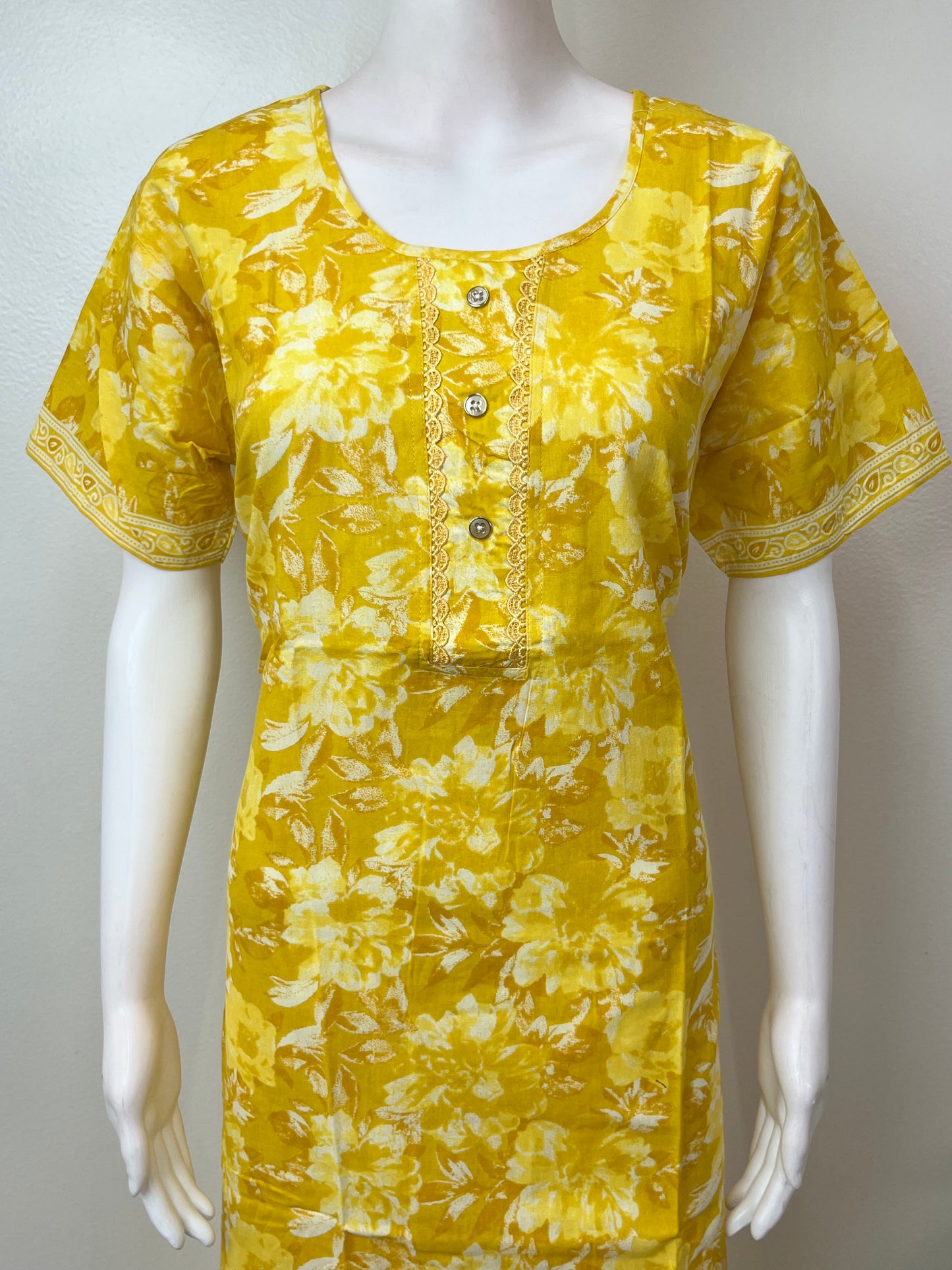 Bright Yellow Pure Cotton Nighty Soft & Breathable