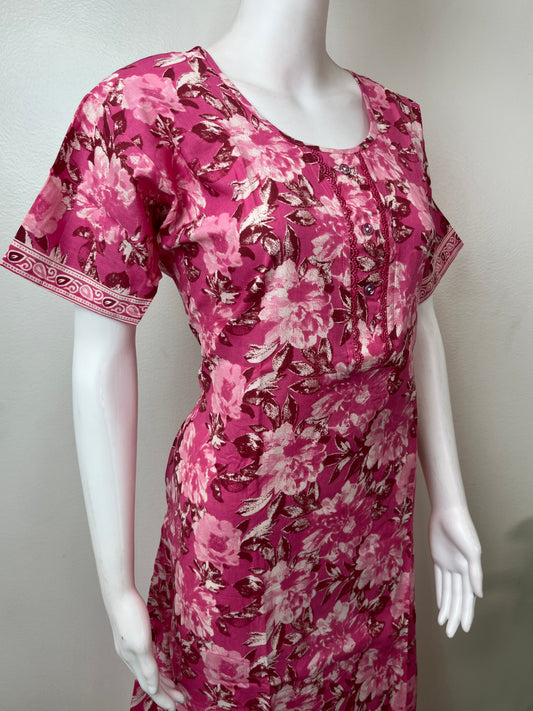 Magenta Pink 100% Cotton Nighty
