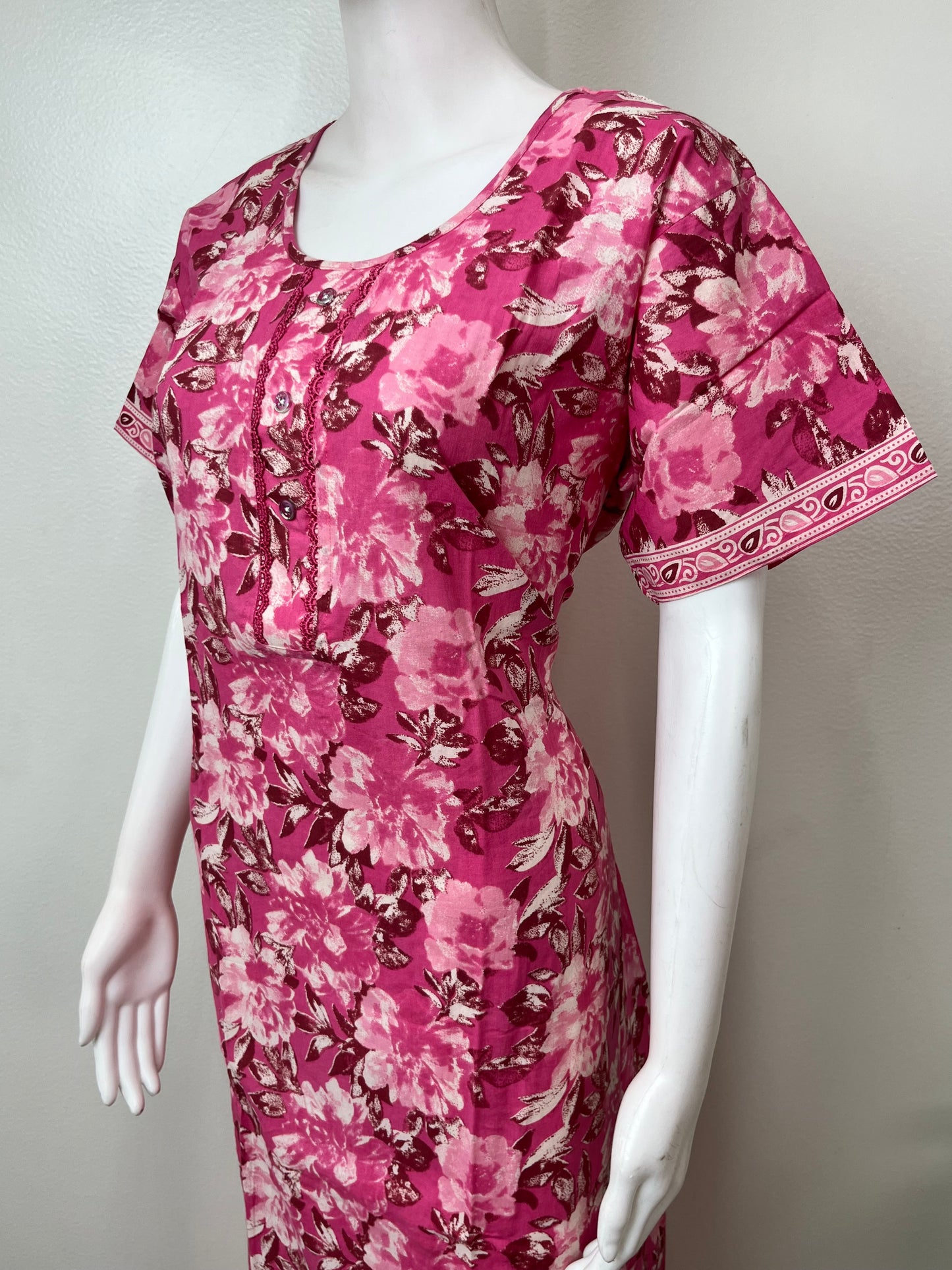 Magenta Pink 100% Cotton Nighty