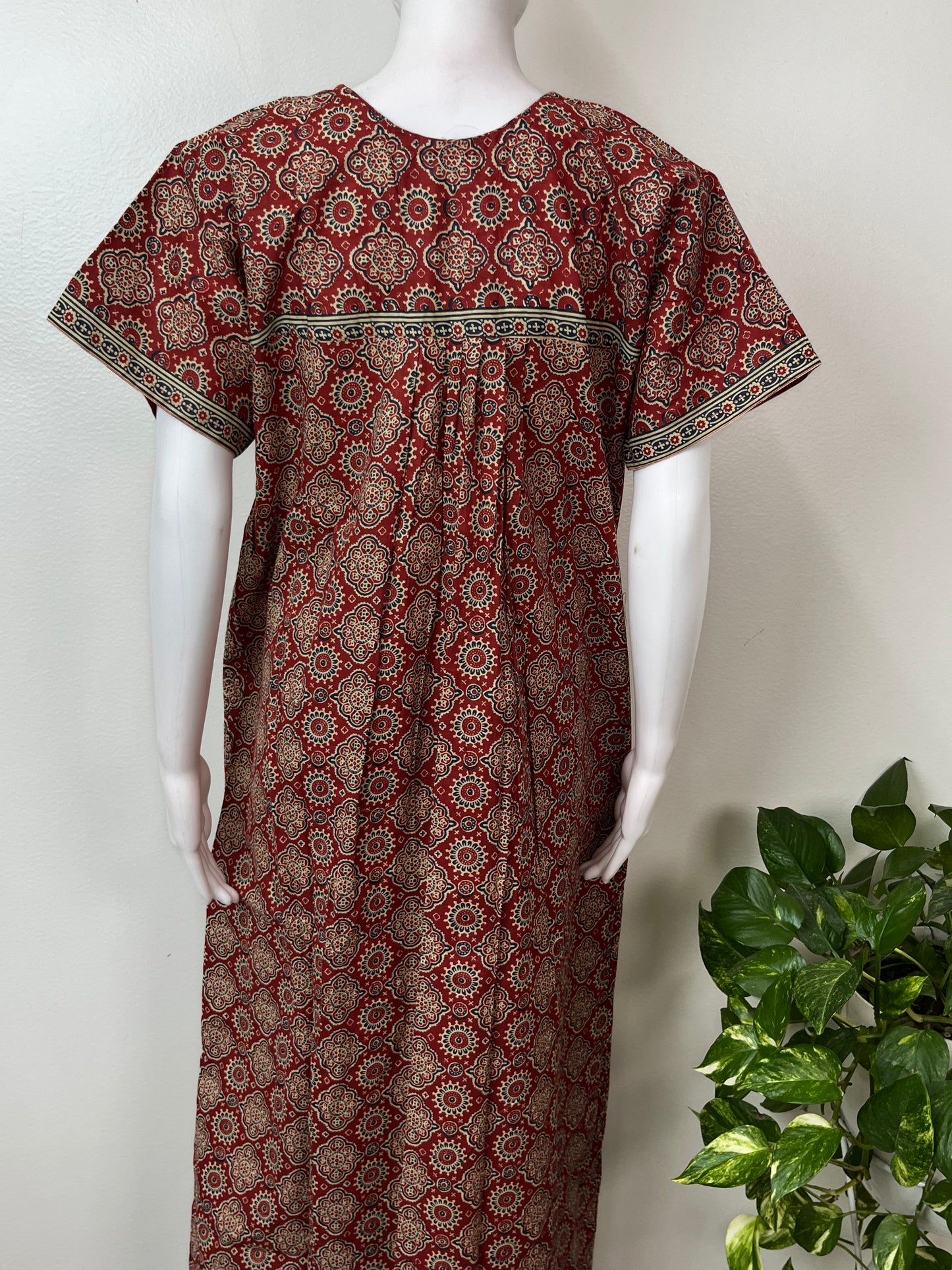 Red Pure Cotton Nighty Elegant & Breathable