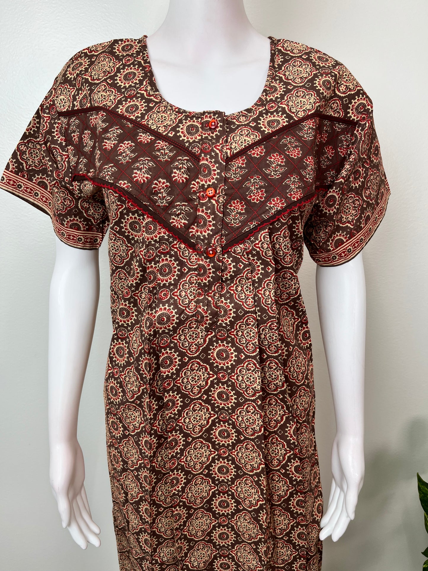 Brown Digital Printed 100% Cotton Nighty