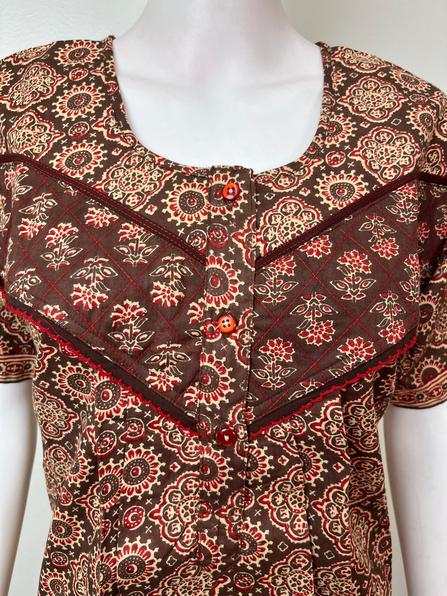 Brown Digital Printed 100% Cotton Nighty