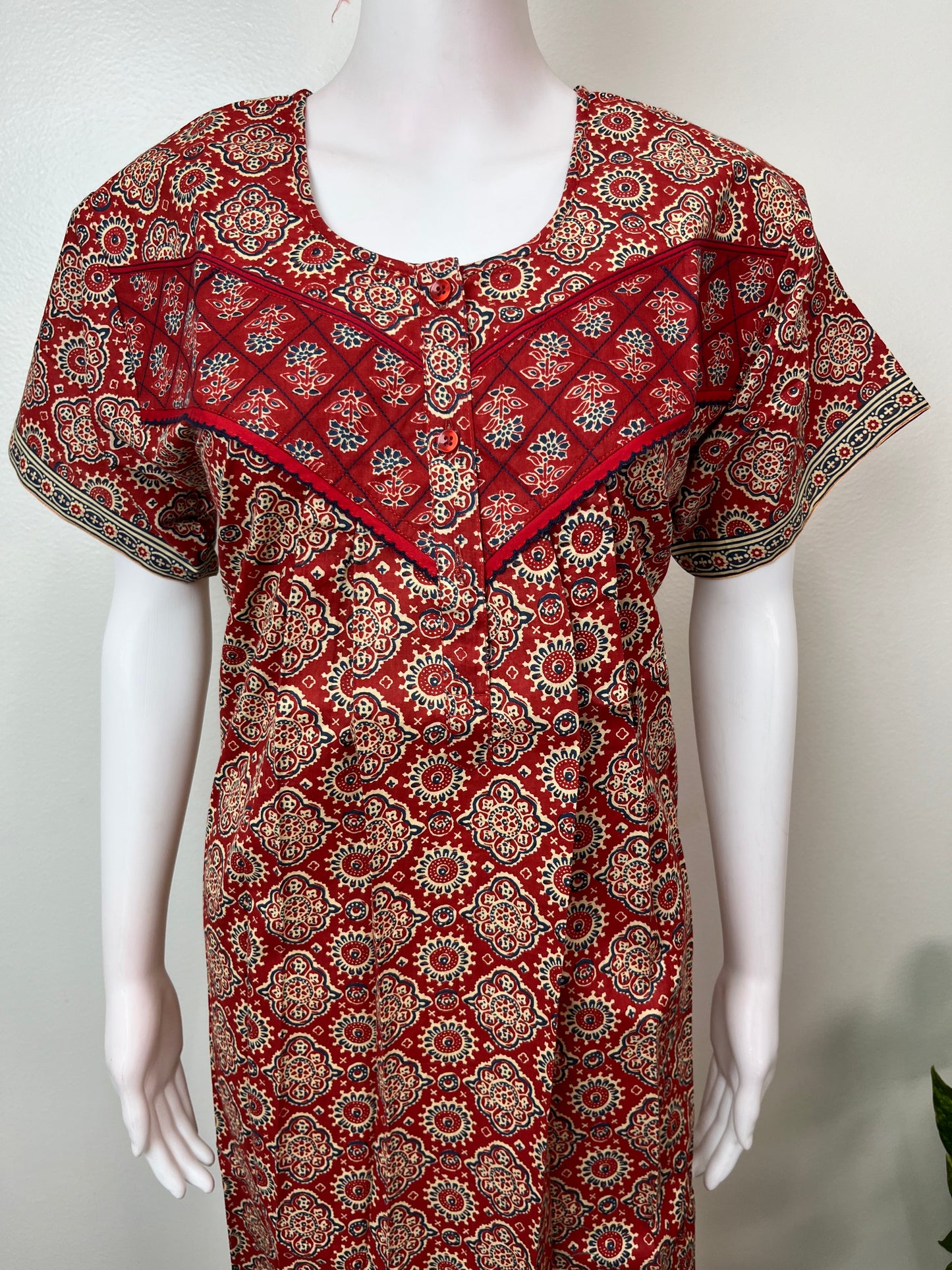 Red Pure Cotton Nighty Elegant & Breathable