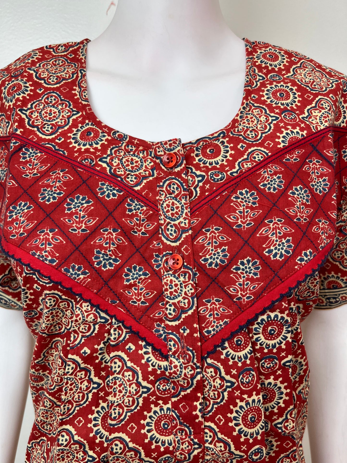 Red Pure Cotton Nighty Elegant & Breathable