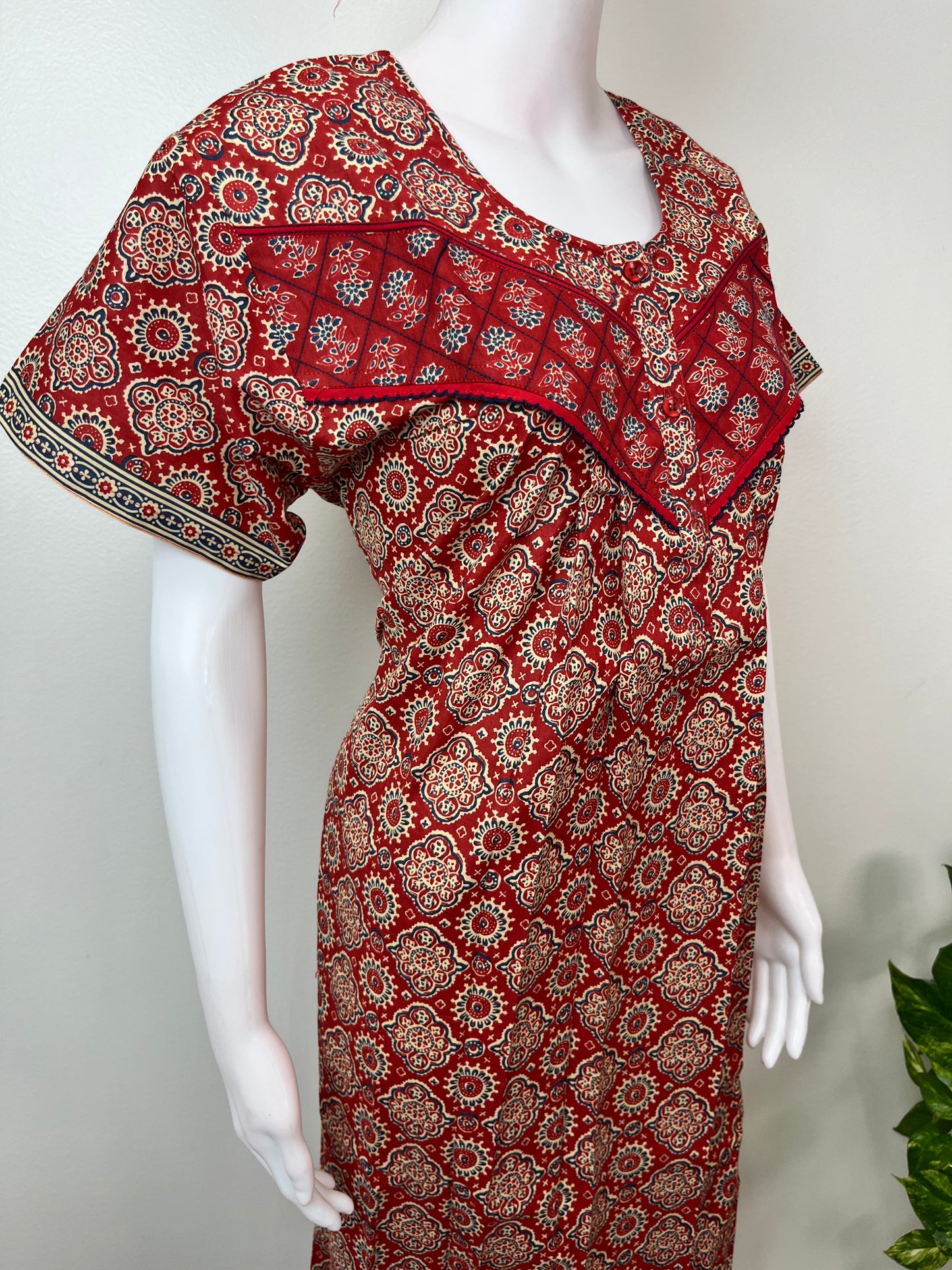 Red Pure Cotton Nighty Elegant & Breathable