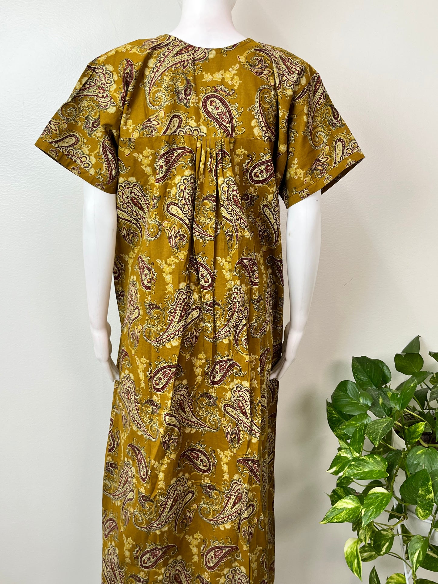 Mustard Ajrak Printed Pure Cotton Nighty