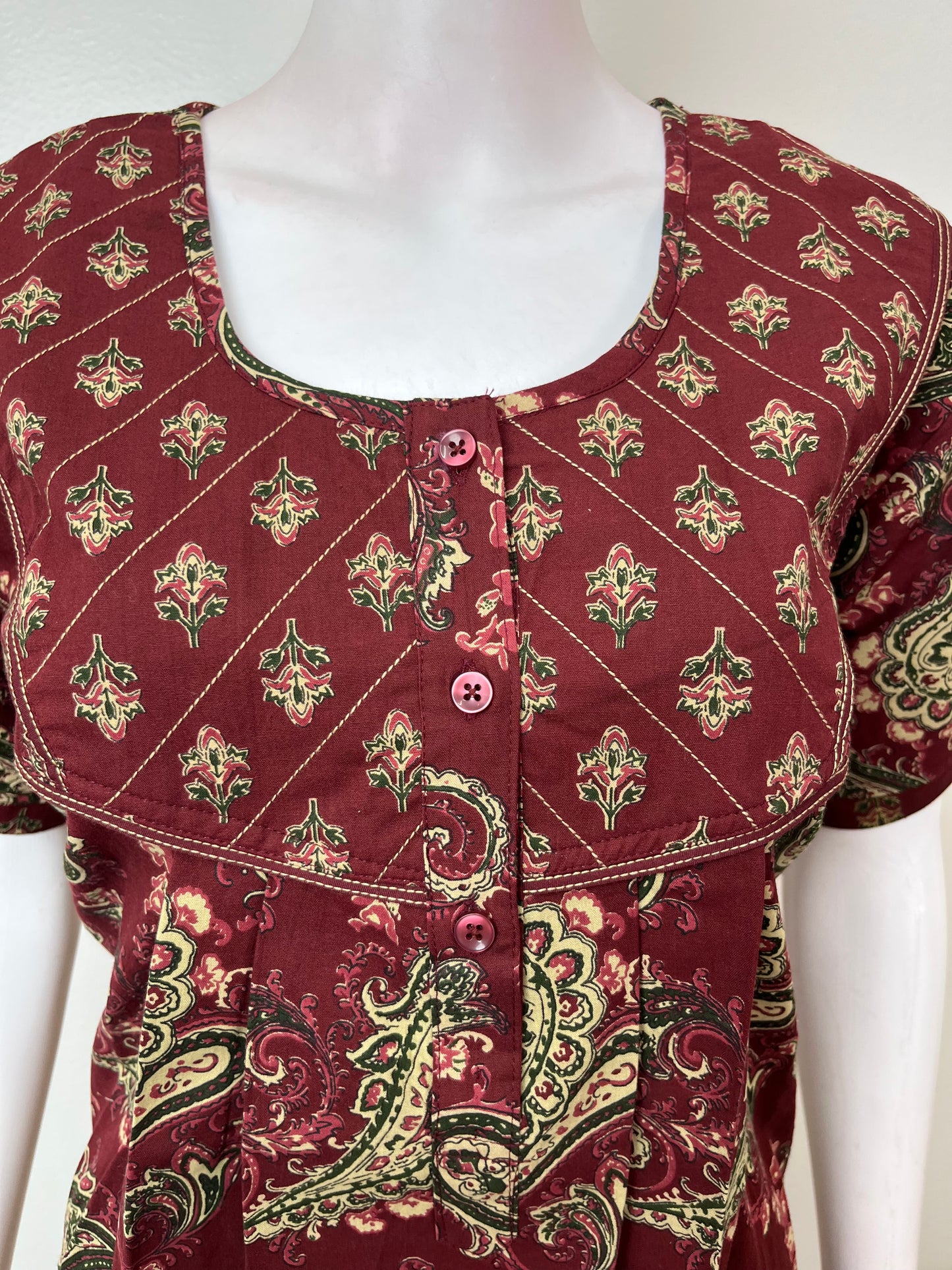 Maroon 100% Cotton Nightgown Elegant & Breathable