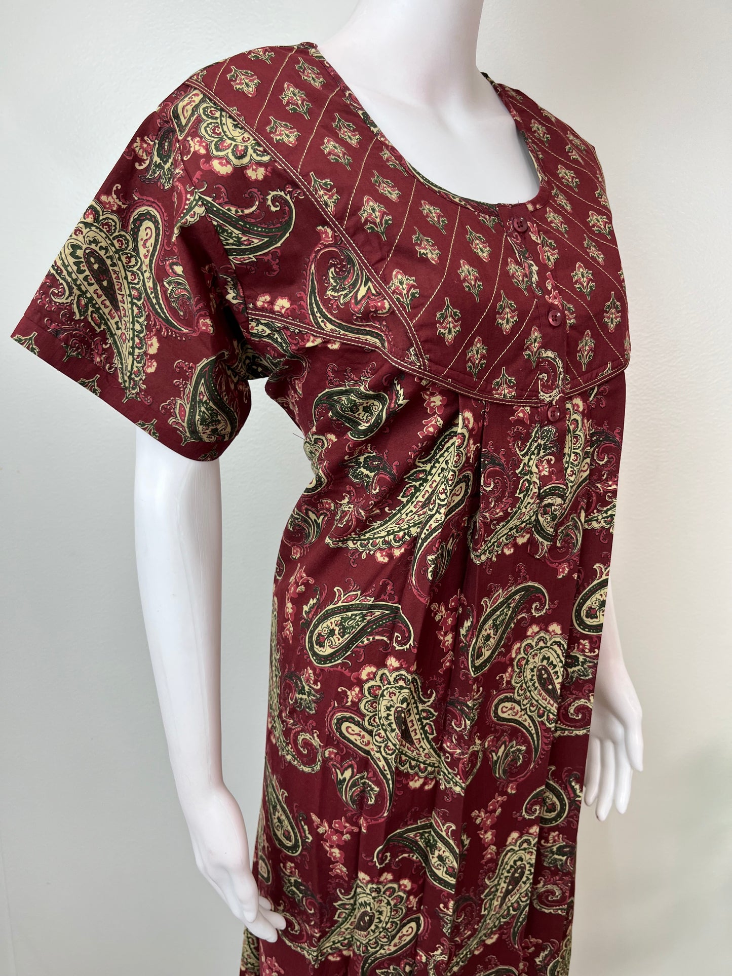 Maroon 100% Cotton Nightgown Elegant & Breathable