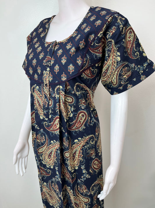 Navy Blue Pure Cotton Nighty Soft & Comfortable