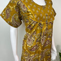 Mustard Ajrak Printed Pure Cotton Nighty