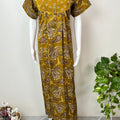 Mustard Ajrak Printed Pure Cotton Nighty