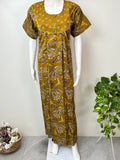 Mustard Ajrak Printed Pure Cotton Nighty