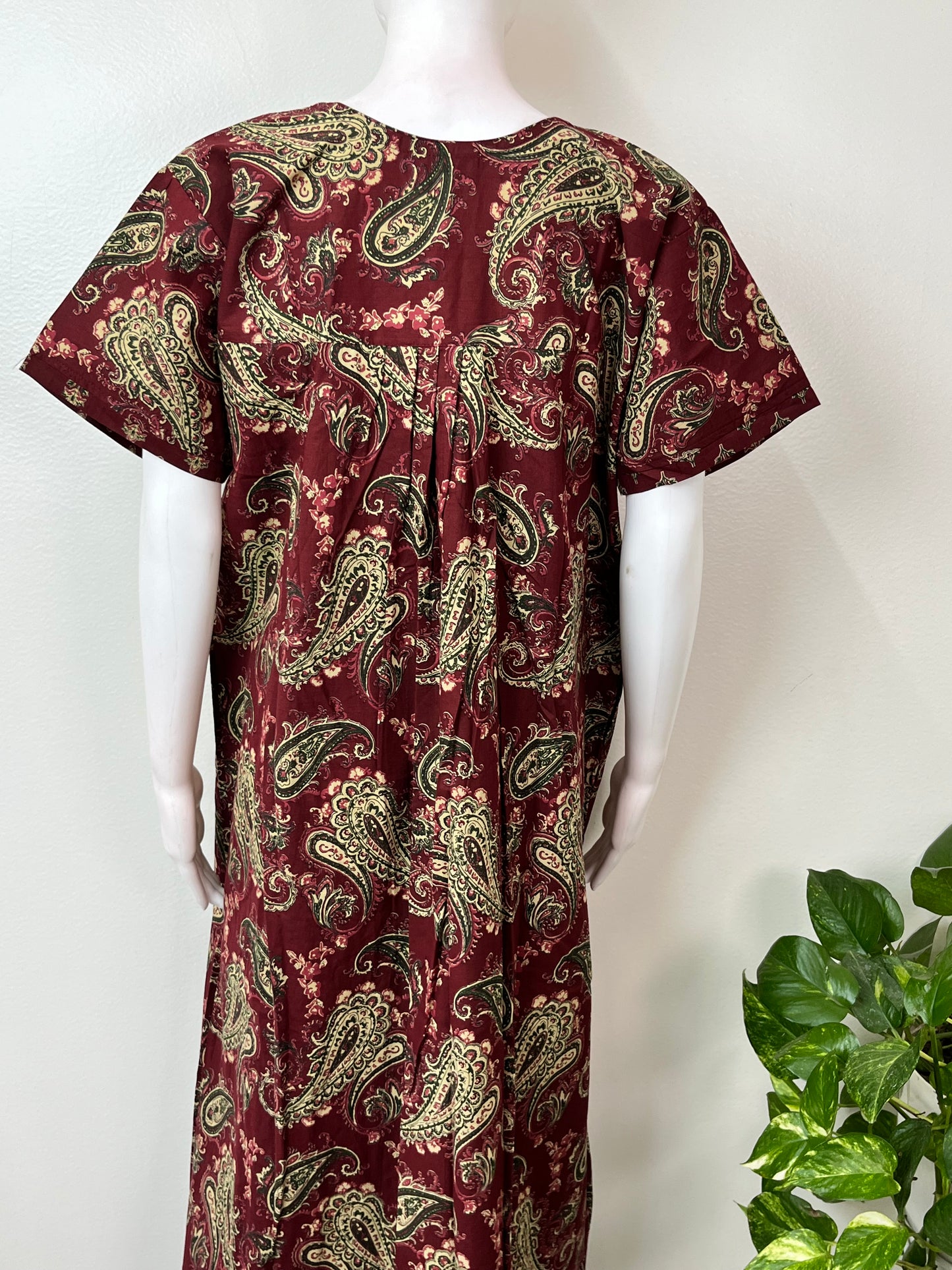 Maroon 100% Cotton Nightgown Elegant & Breathable