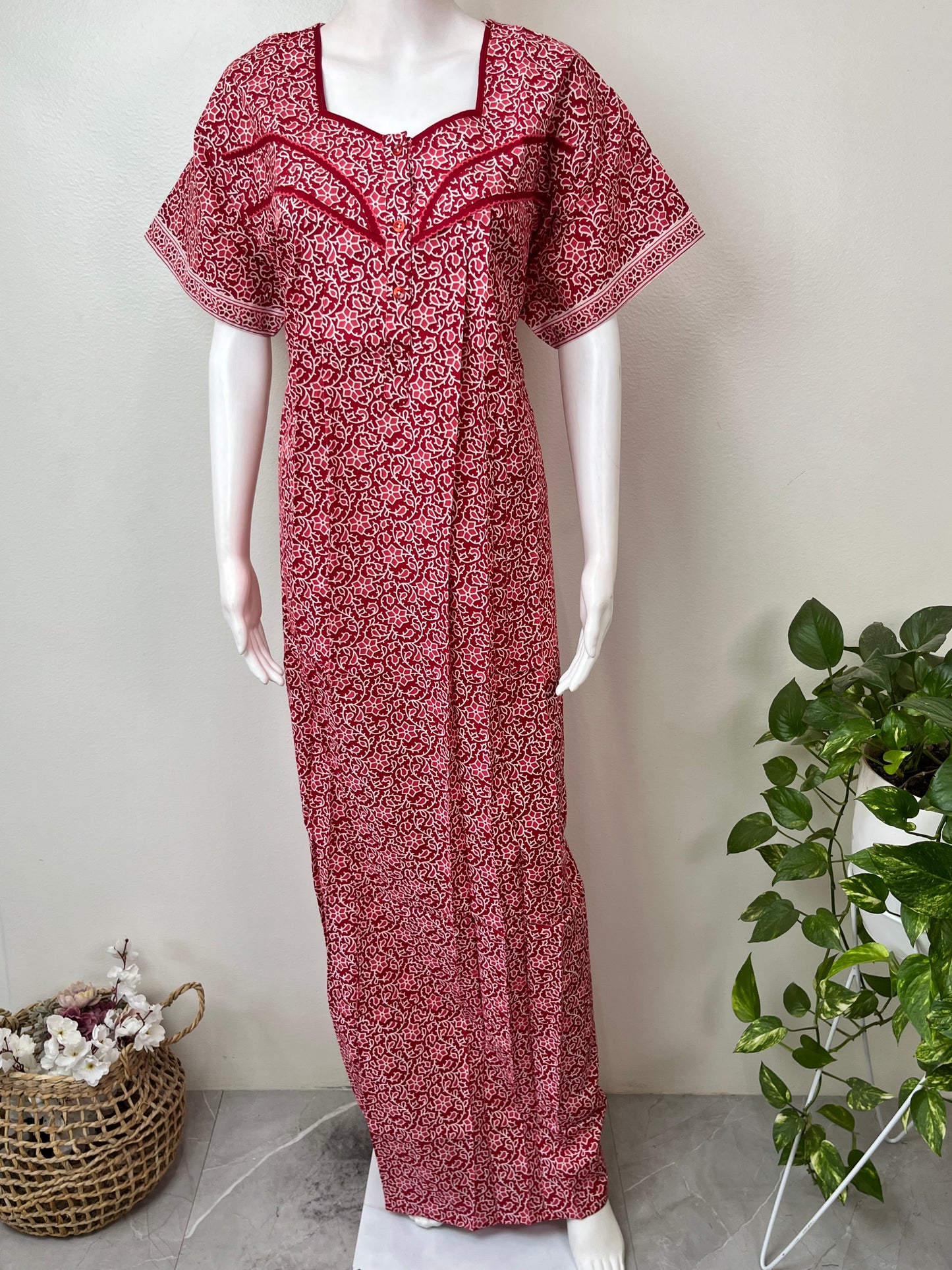 Pink 100% Cotton Nighty for Women