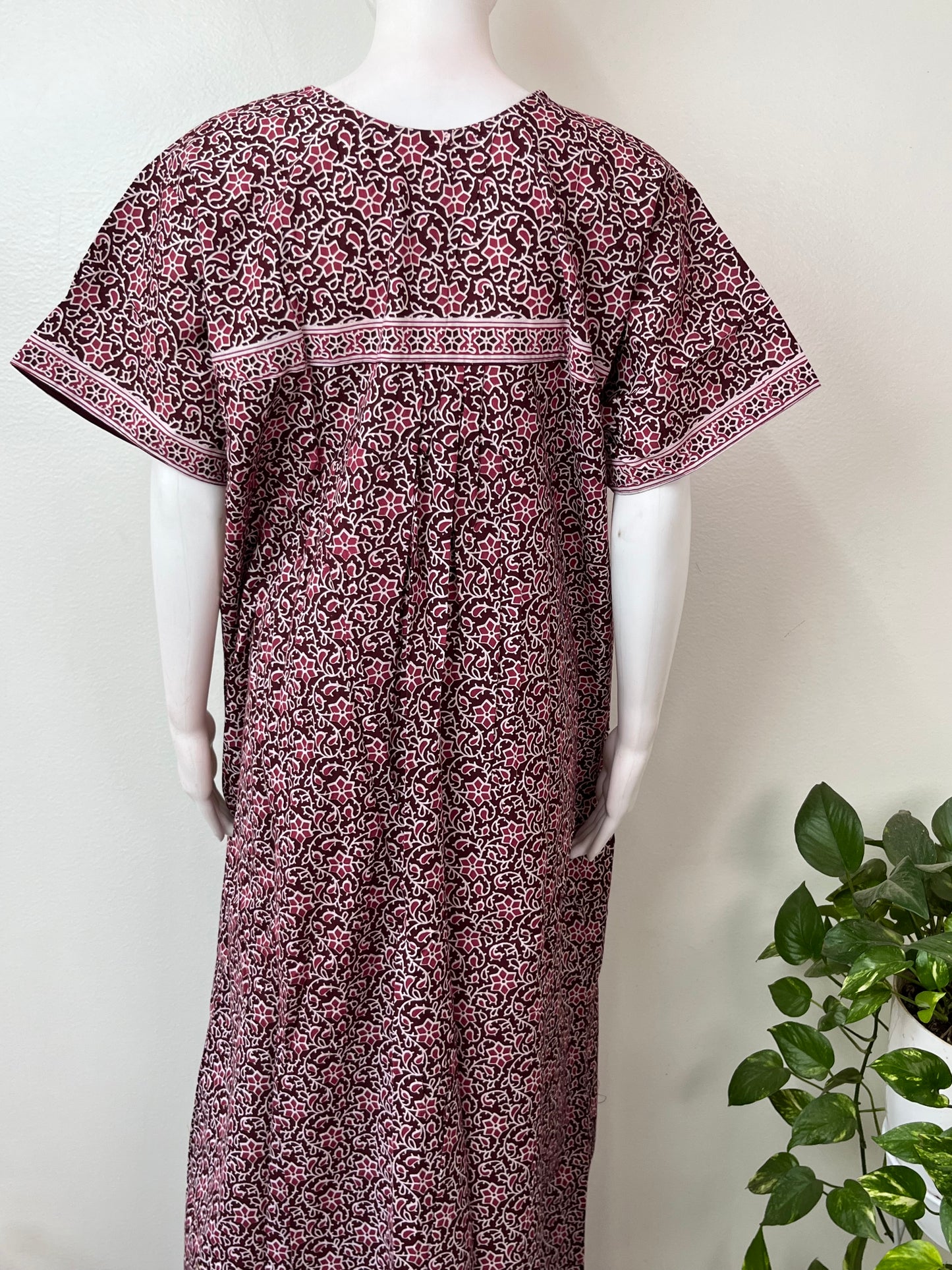 Wine Pure Cotton Nightgown Soft & Breathable