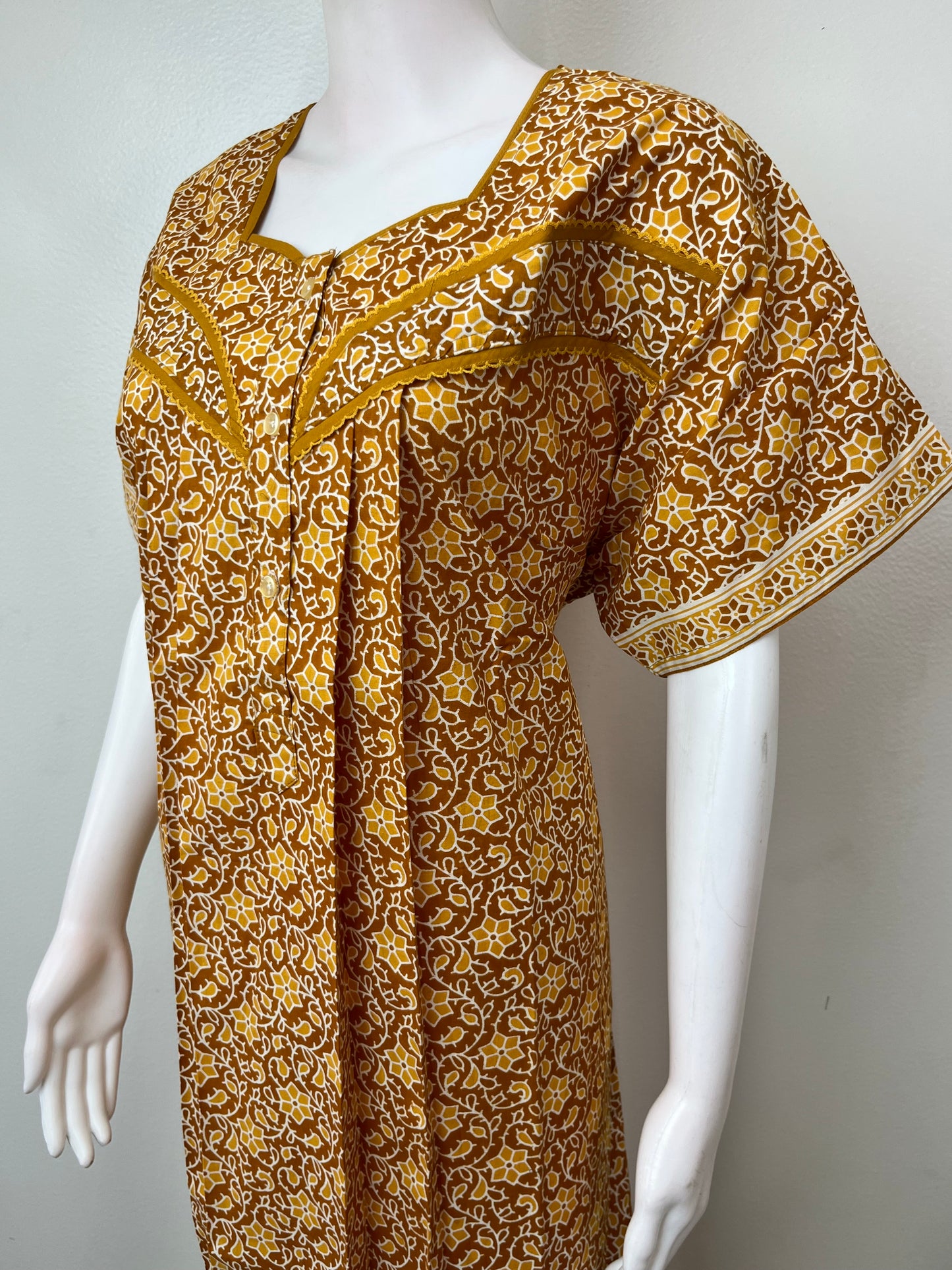 Mustard Pure Cotton Women's Nightgown