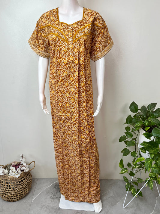 Mustard Pure Cotton Women's Nightgown