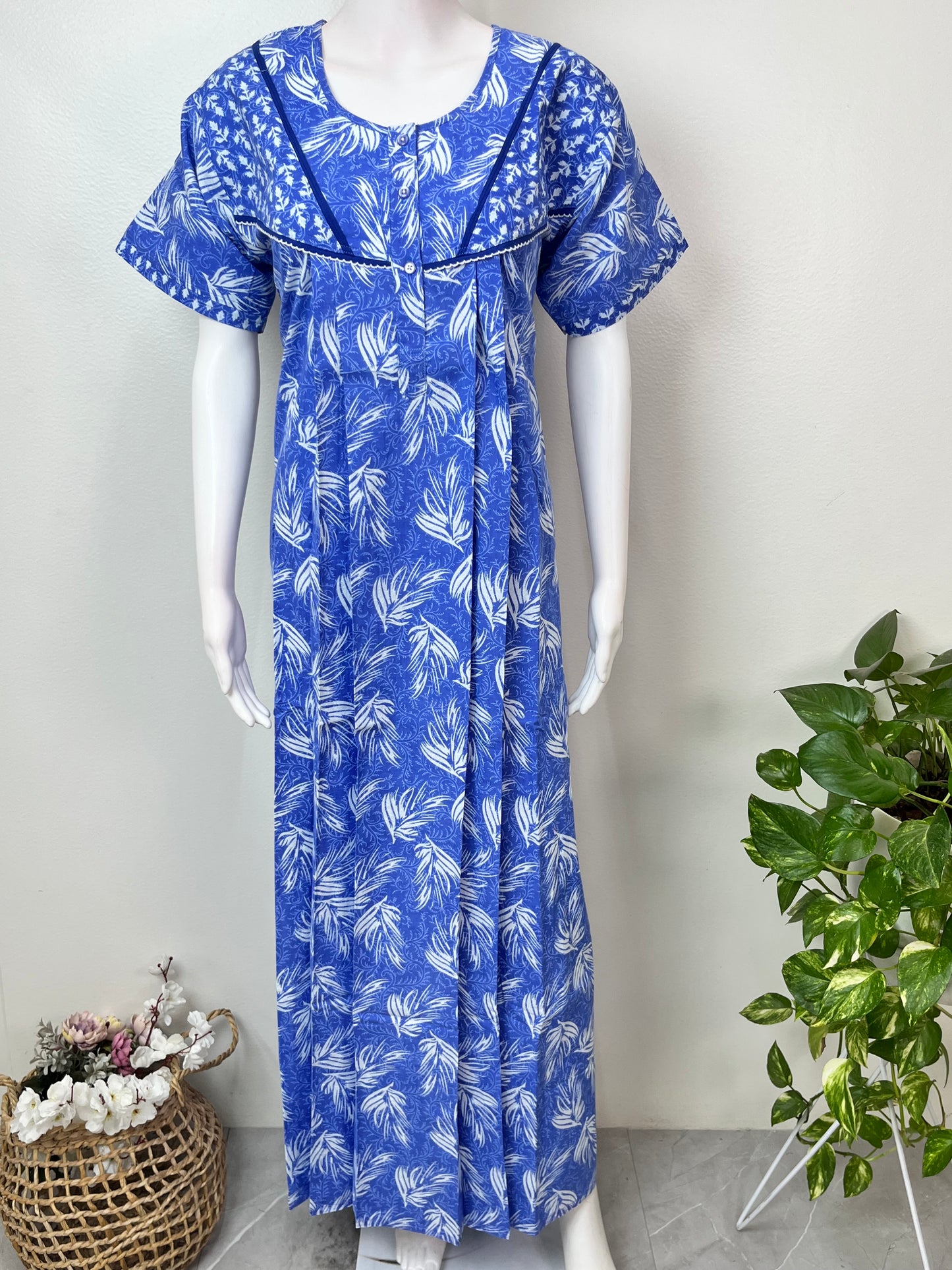 Pleated 100% Cotton Nightgown for Women