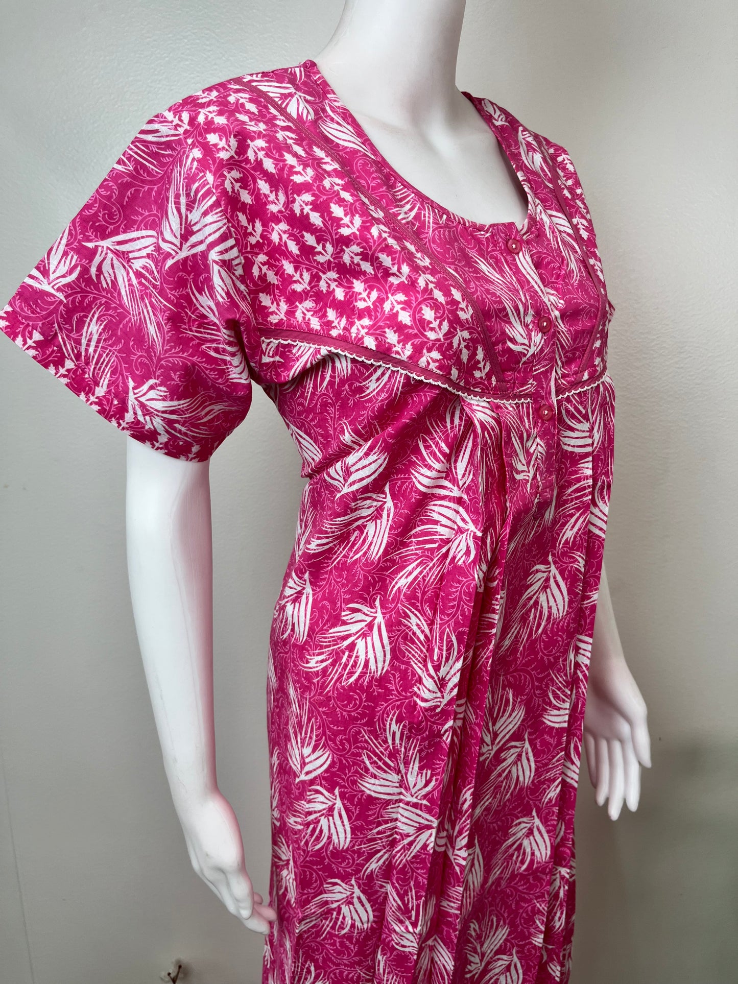 Pink 100% Cotton Nighty Elegant & Breathable