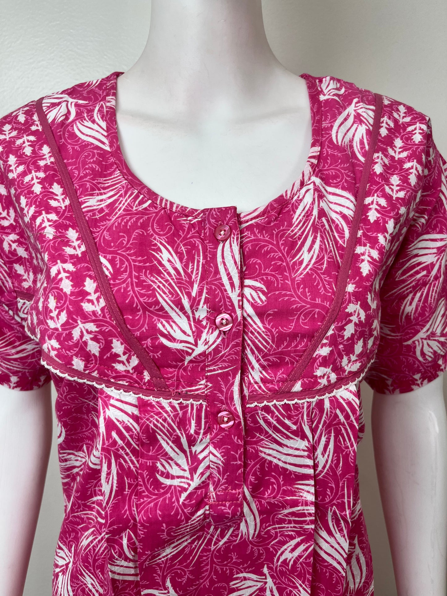 Pink 100% Cotton Nighty Elegant & Breathable