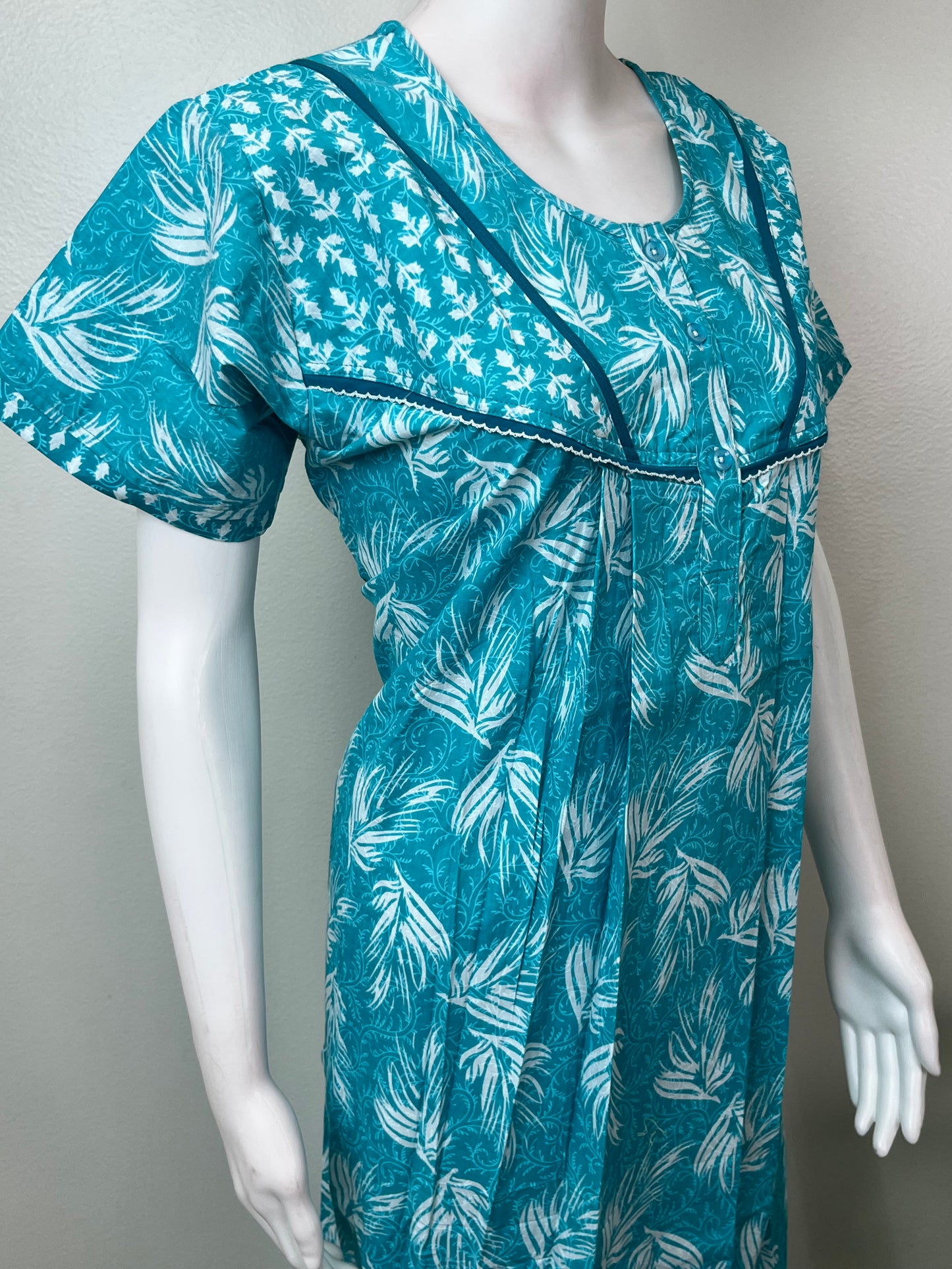 Aqua Blue Pure Cotton Soft & Breathable Nighty