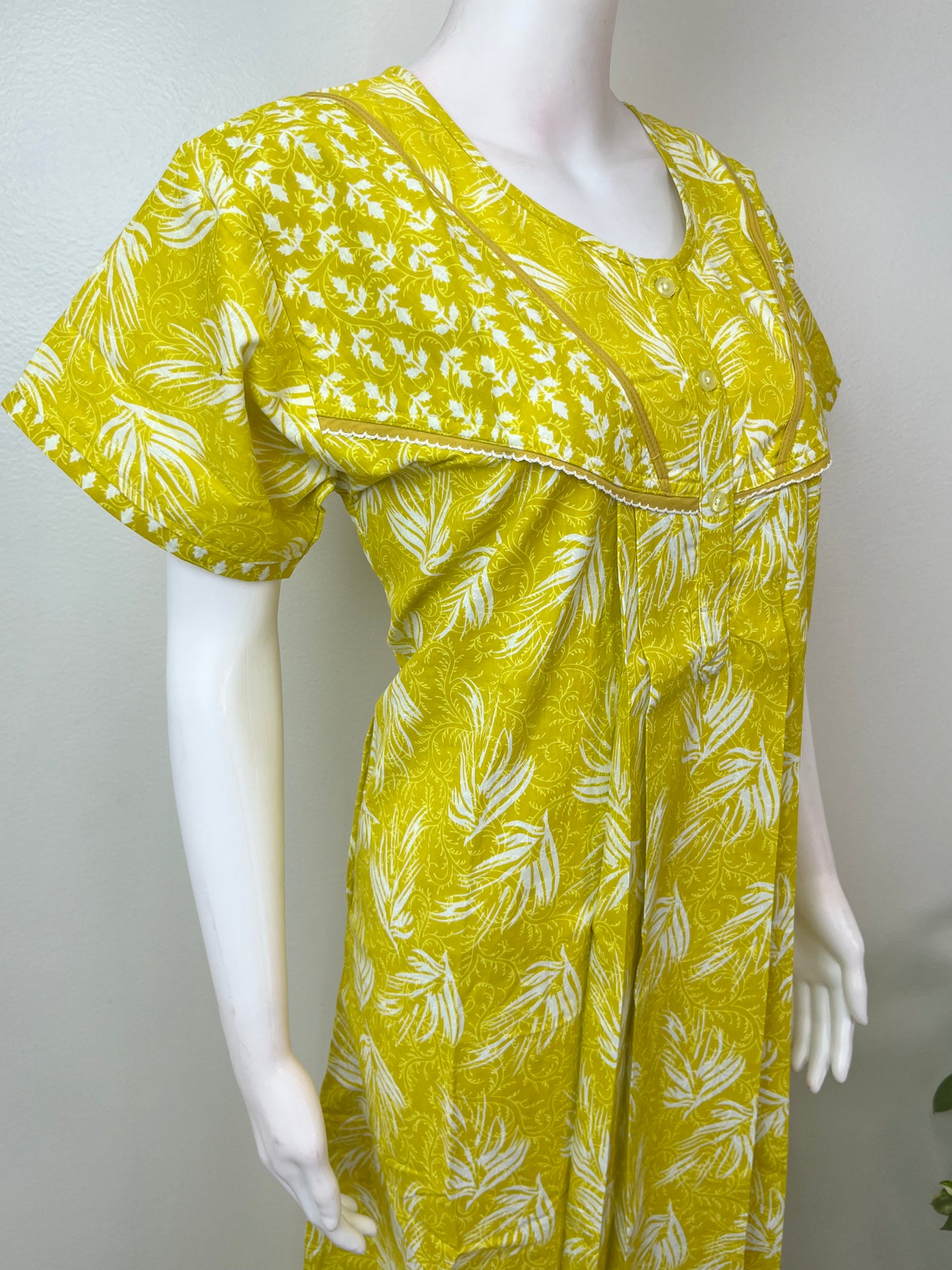 Neon Yellow Pure Cotton Nightgown for Women