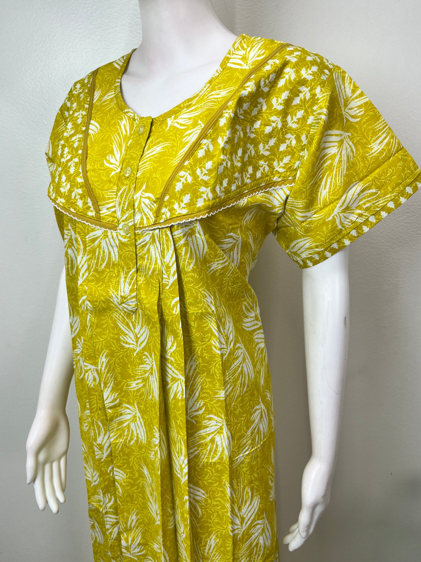 Neon Yellow Pure Cotton Nightgown for Women